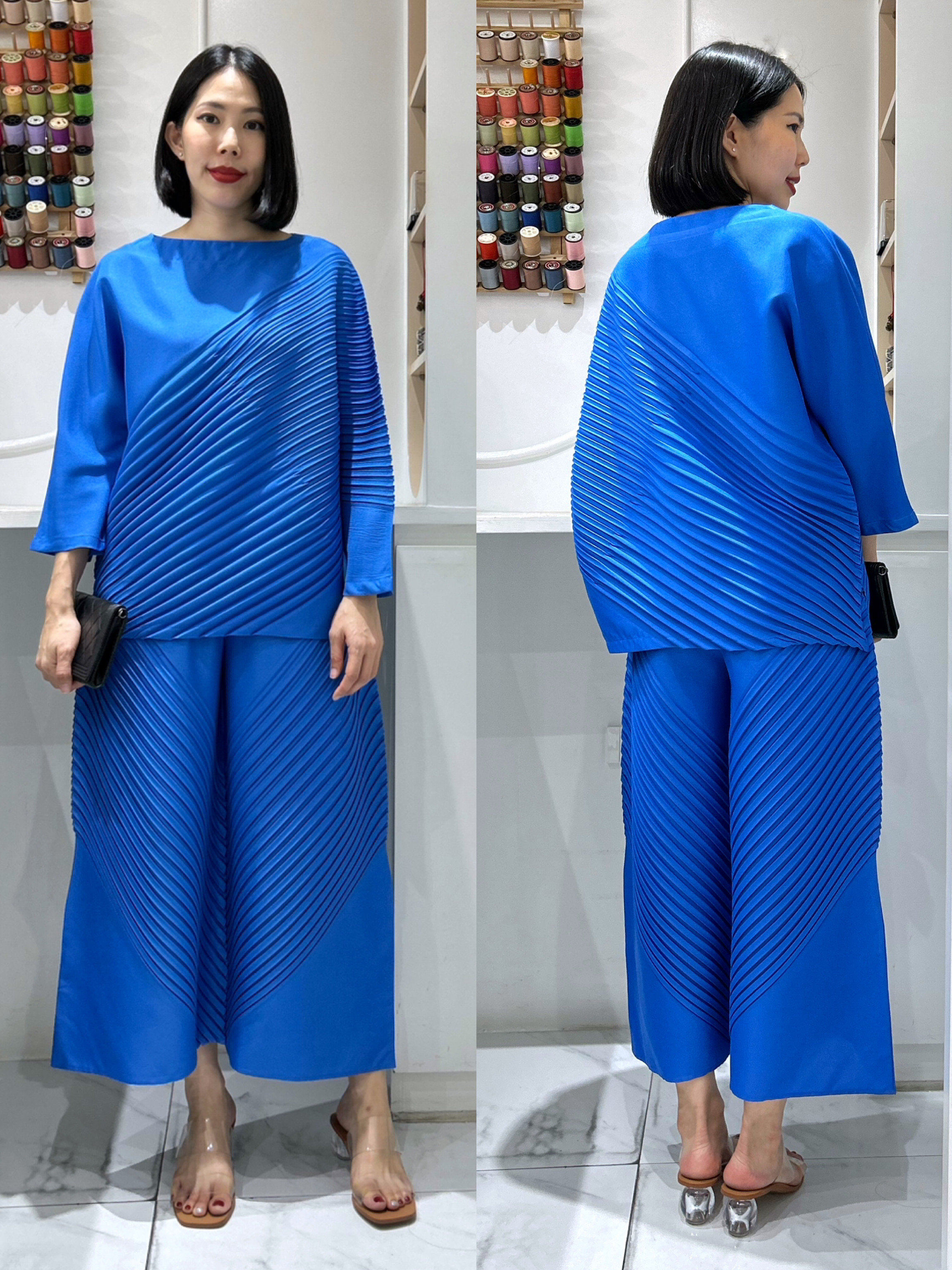 ปรับราคาลง20%!! กก. ยาว34นิ้ว 2MUAY รุ่น GJO2010 / GJO2016 เซ็ตพลีทคุณภาพ CHIC DIAGONAL PLEATED SET 7 สี FREE SIZE