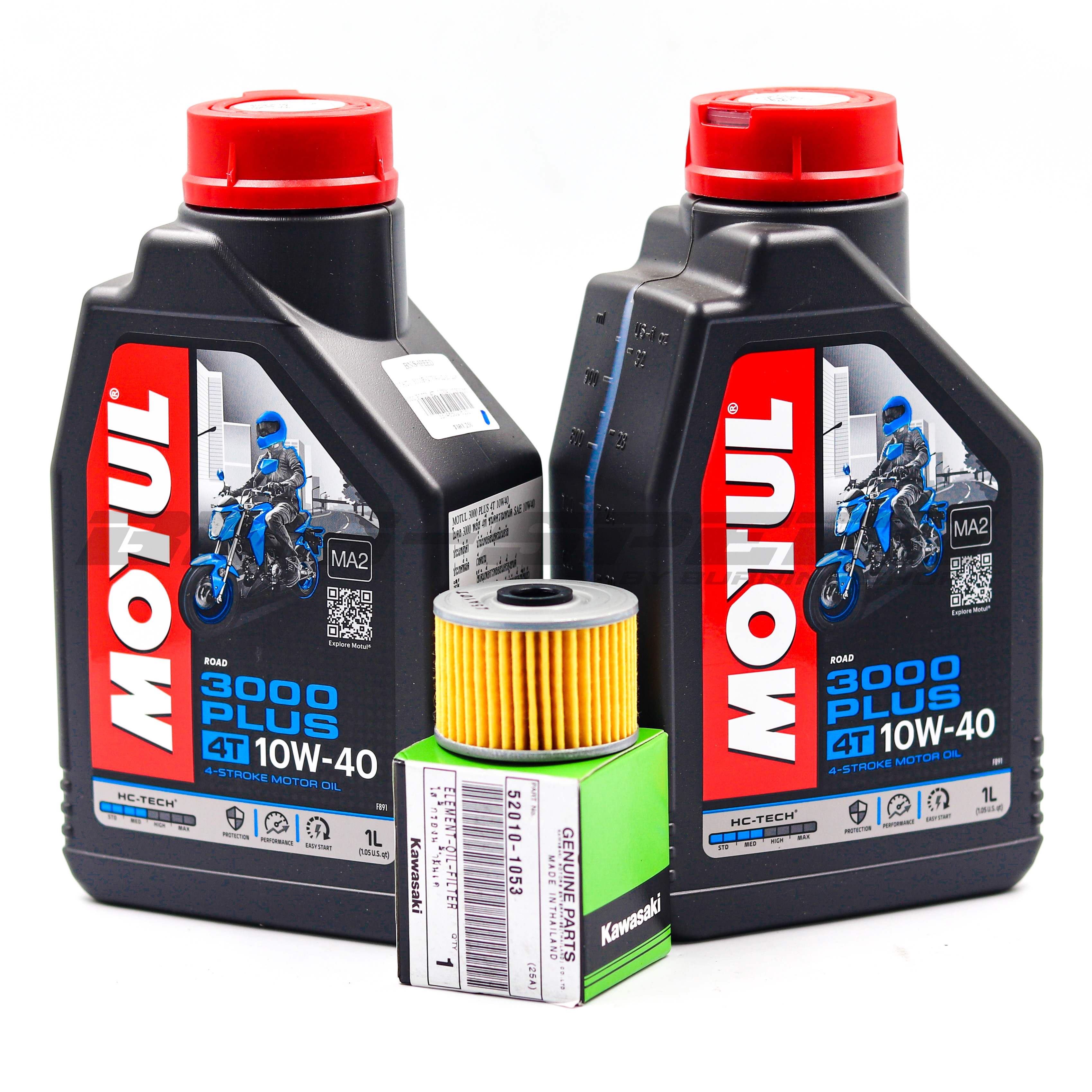ชุดถ่ายน้ำมันเครื่อง KLX230/250/DTX250 - Motul 3000Plus 20W50, 10W40