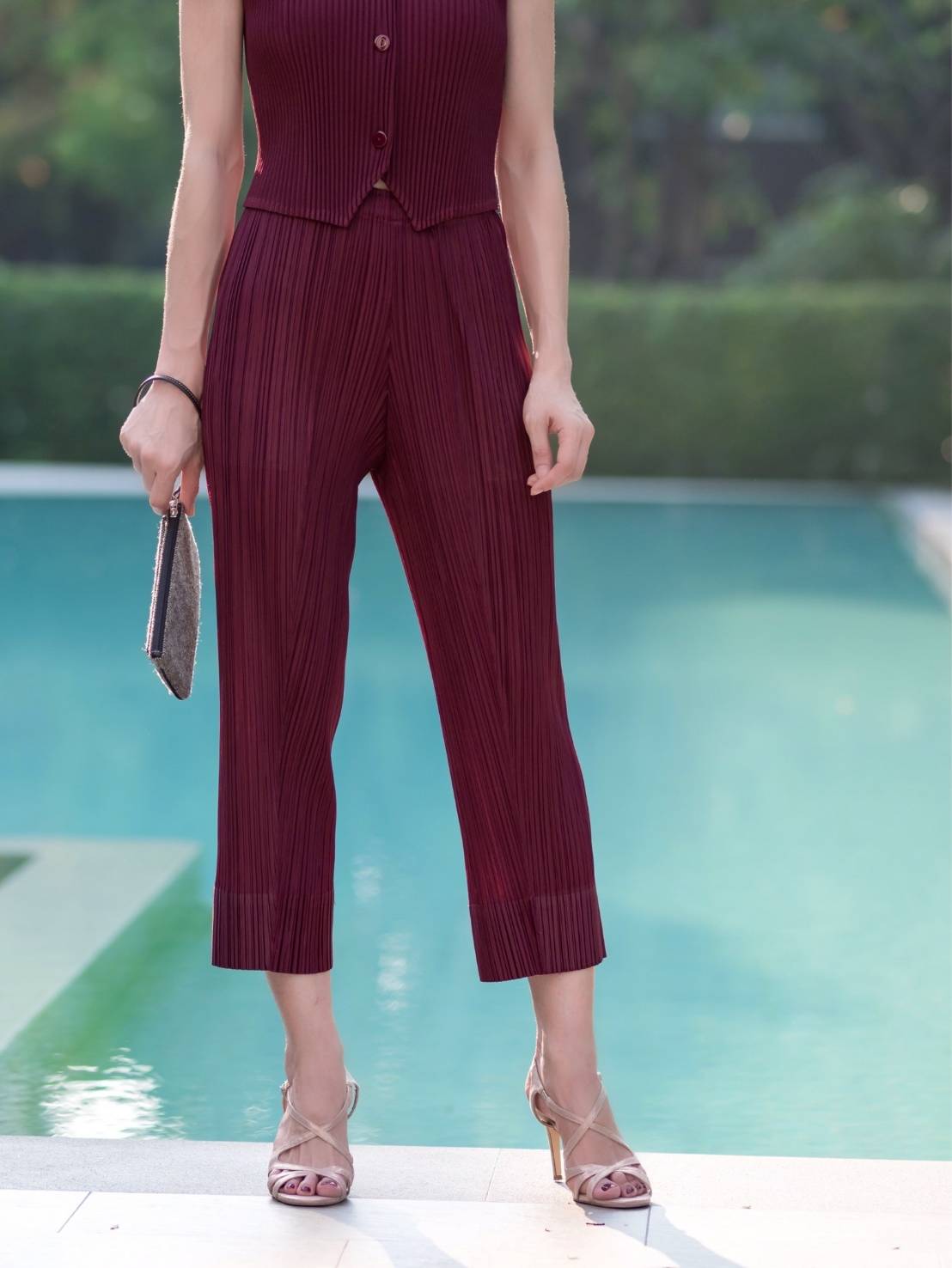 ปรับราคาลง20%!! ยาว34นิ้ว! 2MUAY รุ่น GJO7582 กางเกงพลีทคุณภาพ SLIM TUCK PLEATED PANTS 9 สี FREE SIZE