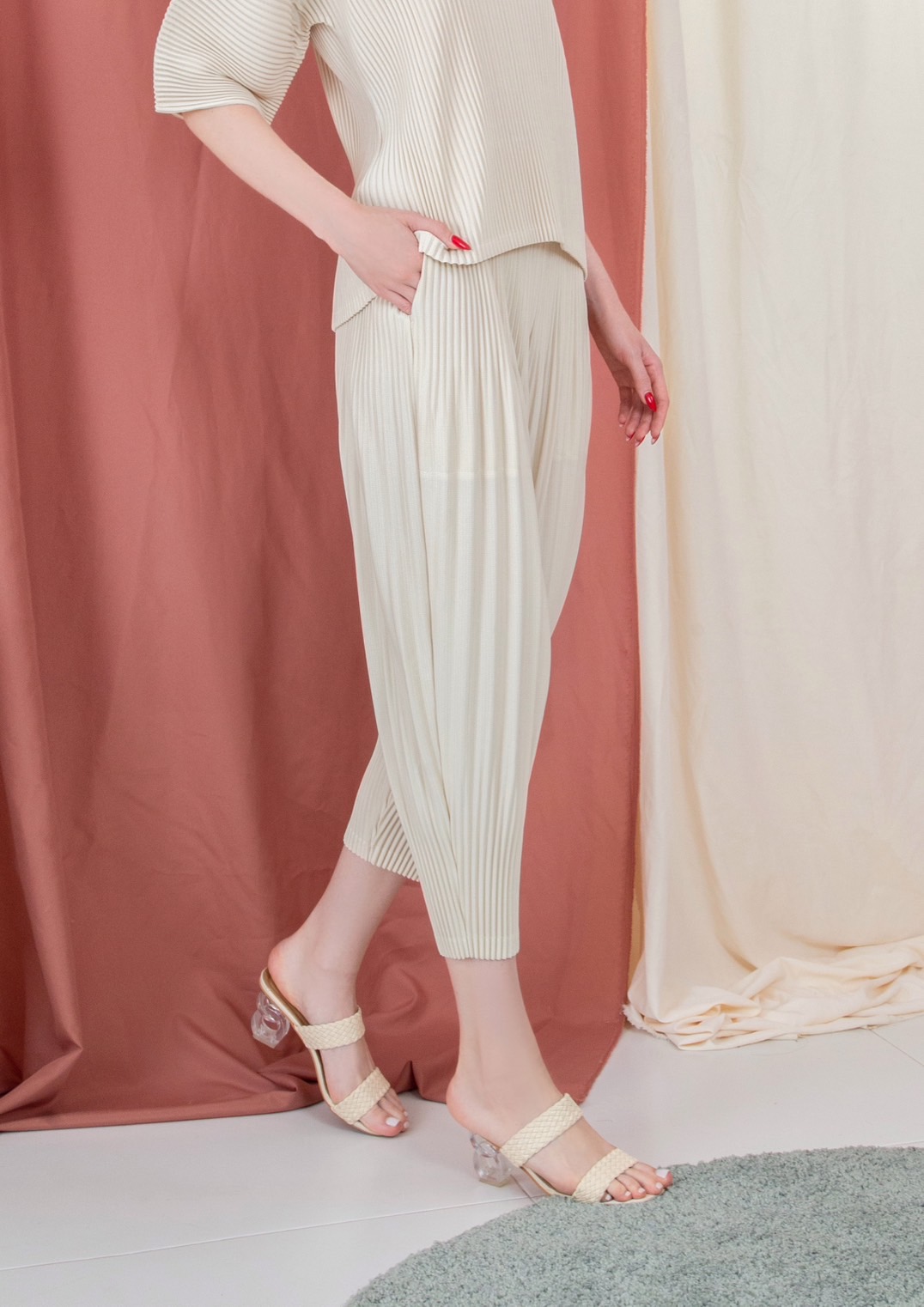 ปรับราคาลง20%!! 2MUAY รุ่น GJO9116 กางเกงพลีทคุณภาพ THICK FUFFY PLEATED PANTS 9สี FREE SIZE