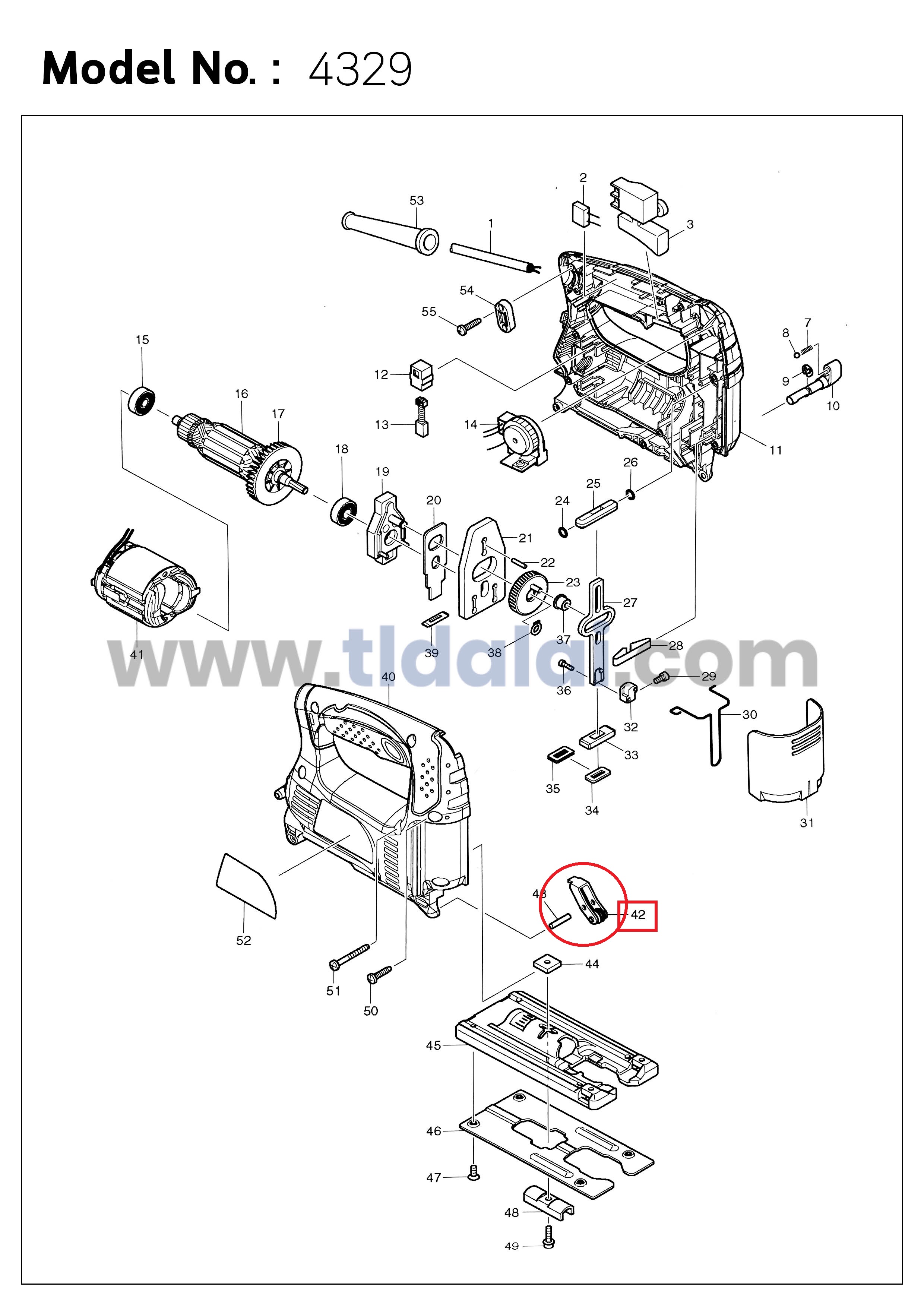 ล้อประคองใบ^ เลื่อยจิ๊กซอว์ Makita มากีต้า รุ่น 4324, 4329, M4301, M4301B, JV100D, JV101D - Maktec มาคเทค รุ่น MT431 (ก้านล้อ, ก้าน+ล้อ)