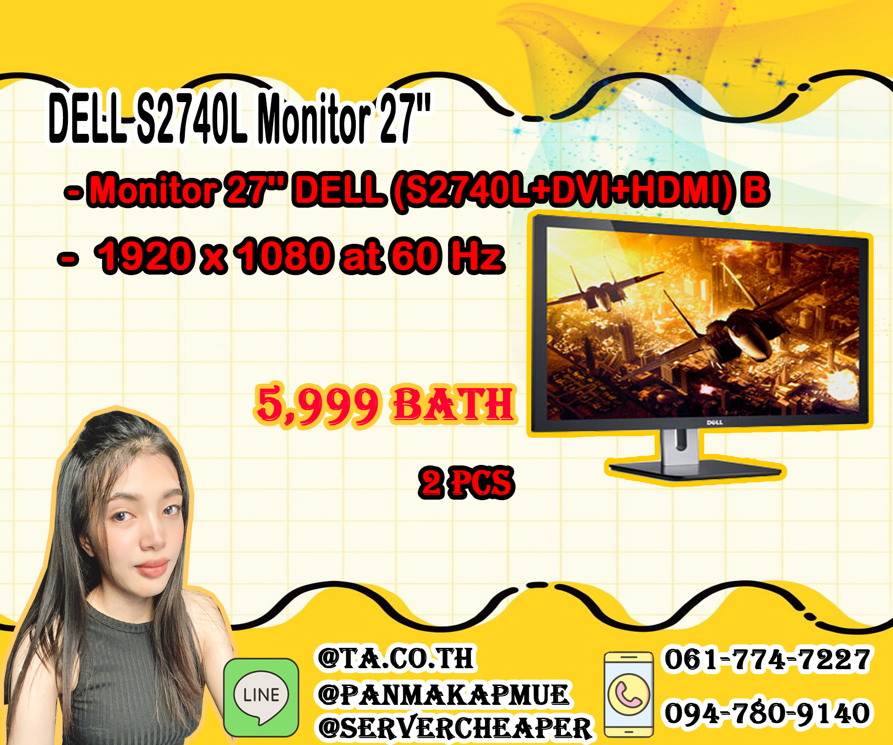 Monitor 27'' DELL (S2740L+DVI+HDMI) B