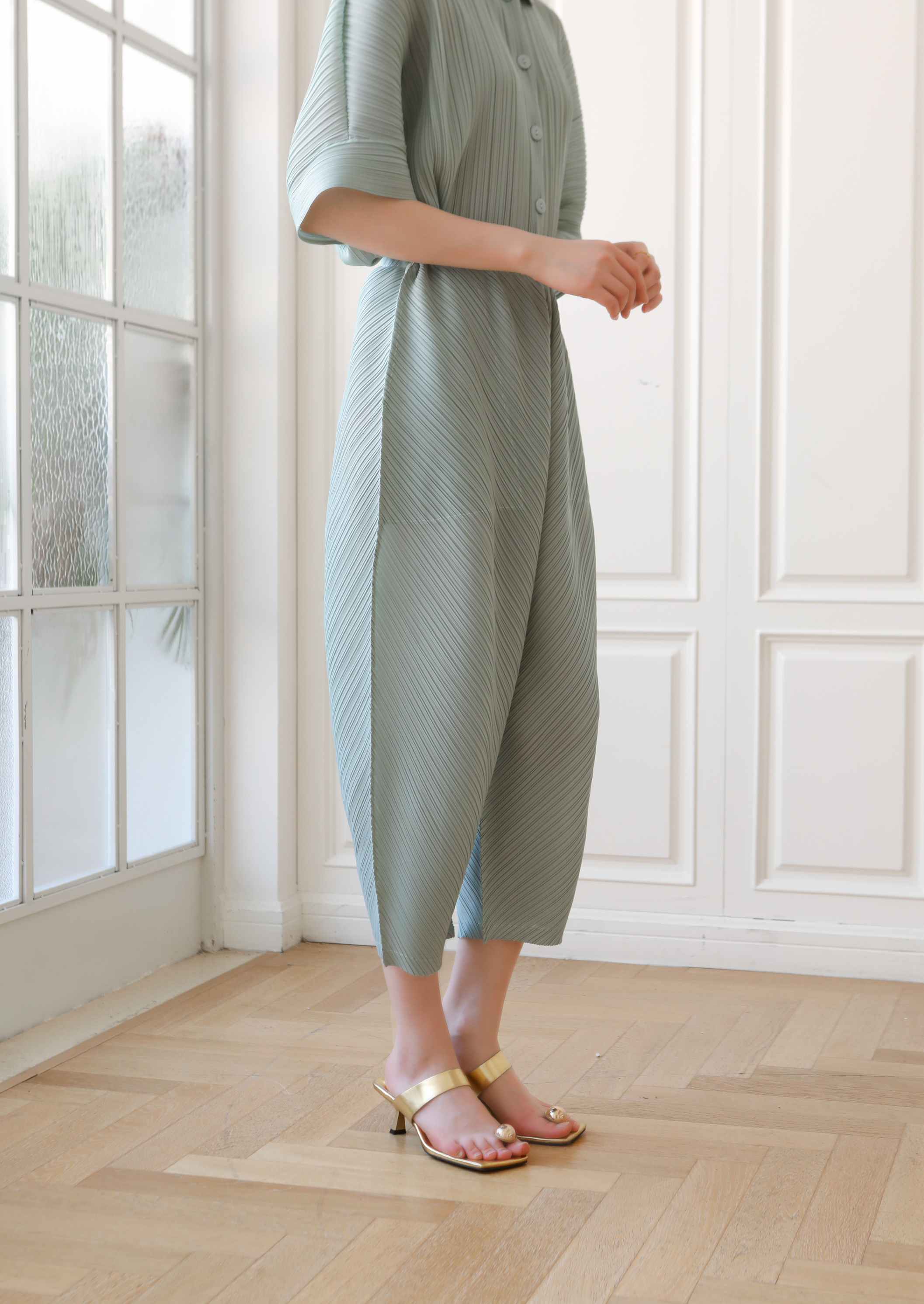 ยาว 32.5นิ้ว!! 2MUAY รุ่น GJO3682 กางเกงผู้หญิง กางเกงพลีทคุณภาพ 12สี FREE SIZE THICKER BOTTOM PLEAT PANTS