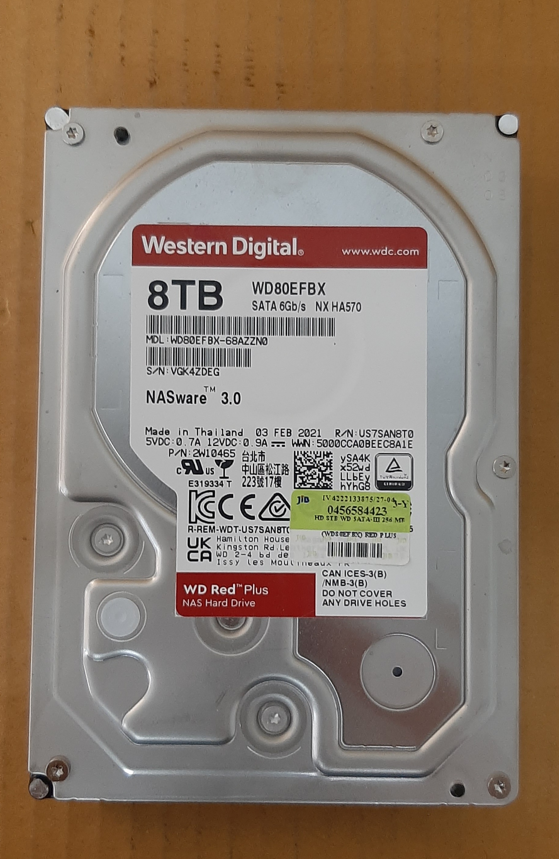 HDD มือสอง ประกันศูนย์ เหลือ เยอะ WD Red 8TB SATA 3.5 6Gbps 7200RPM