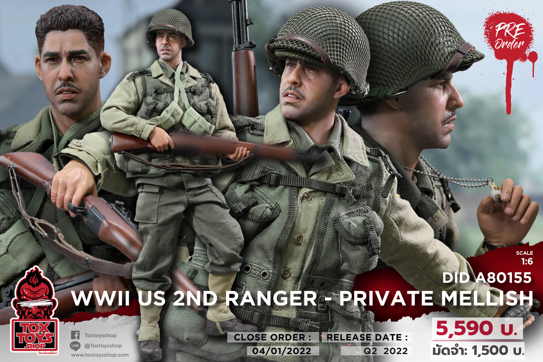 [สั่งจอง]DID A80155 1/6 : WWII US 2nd Ranger - Private Mellish