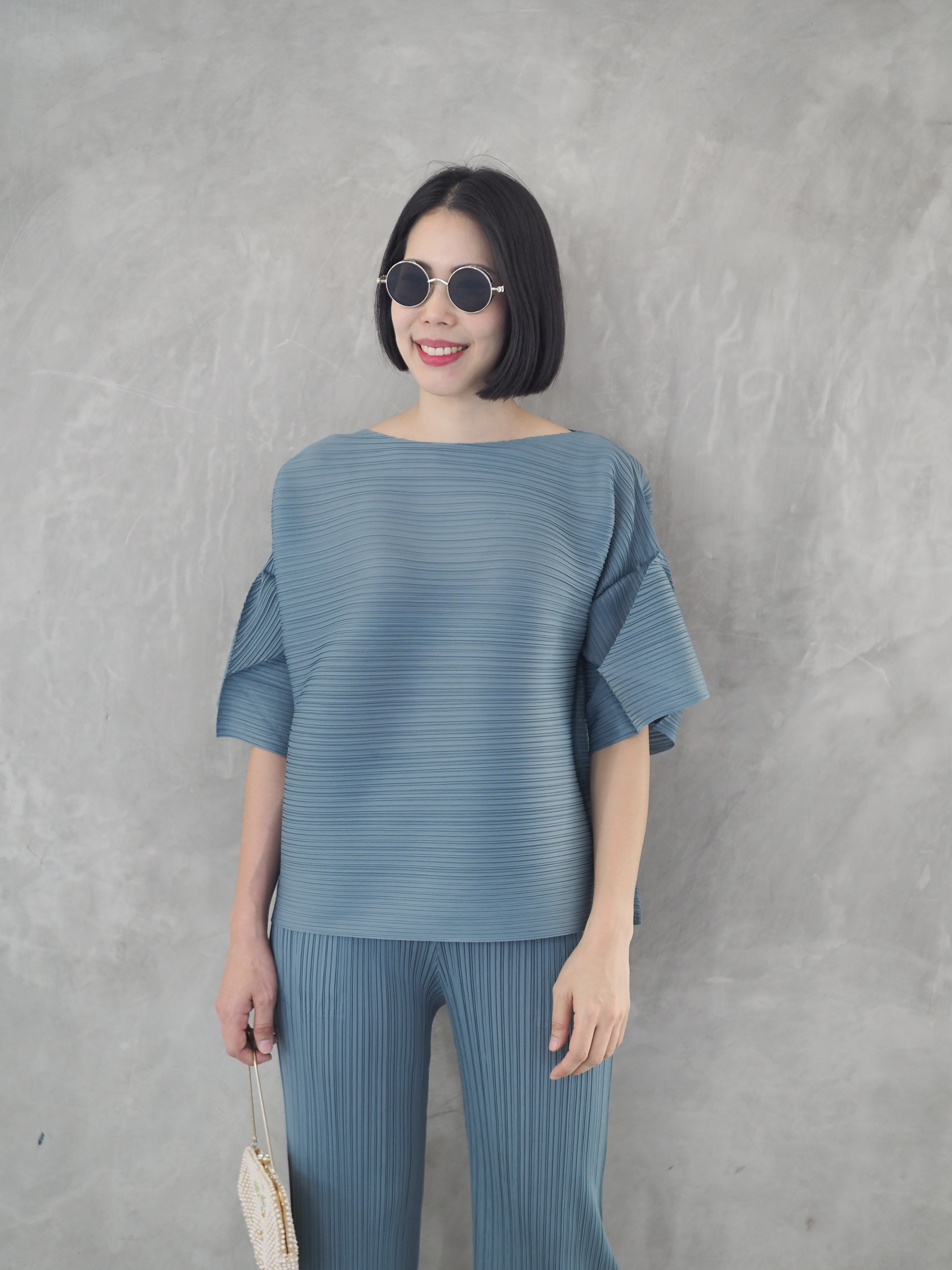 2MUAY รุ่น GJO9319-9 เสื้อพลีทคุณภาพ FLARE SLEEVE PLEATED TOP 7 สี FREE SIZE