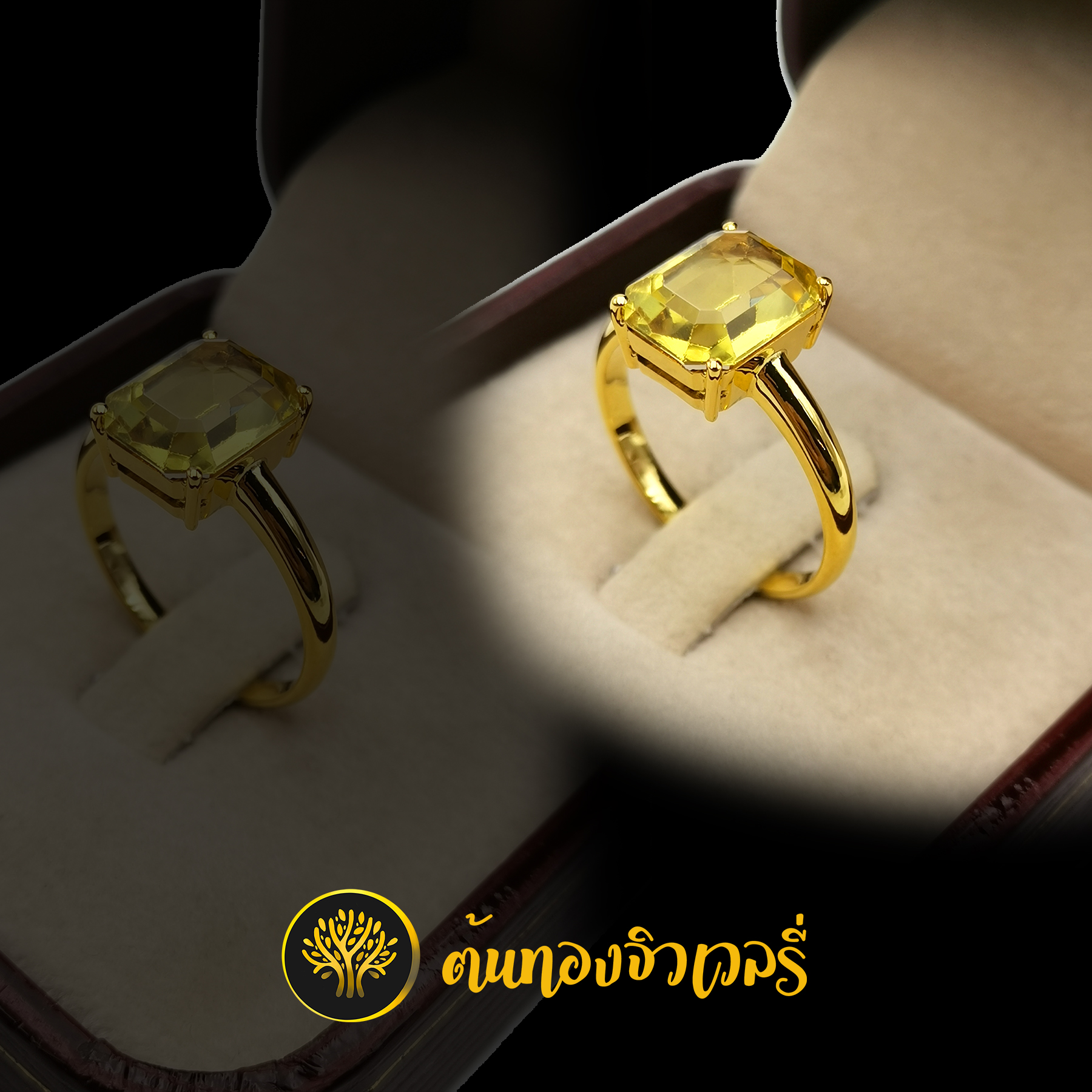 แหวนพลอยบุษราคัมทรง6เหลี่ยม สวยแบบเรียบๆ งานเนียนๆเลยครับ