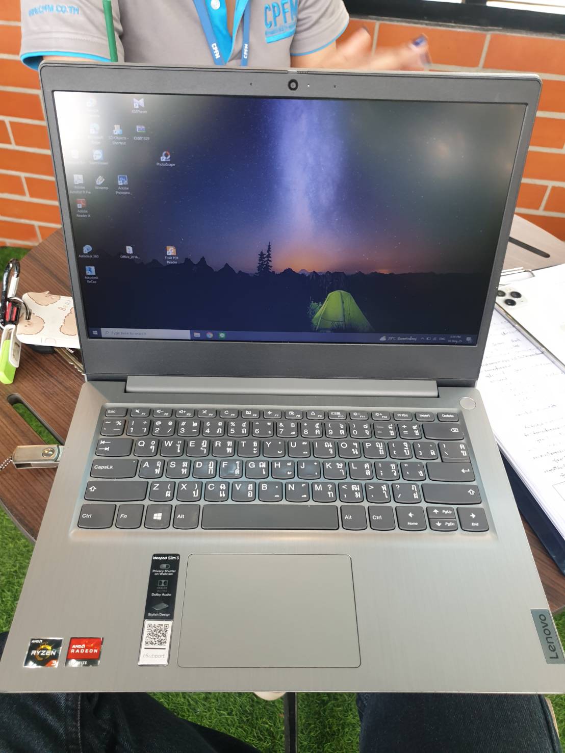 Notebook Lenovo Ryzen3 3250U Ram 4 GB SSD 256GB แบต 74%
