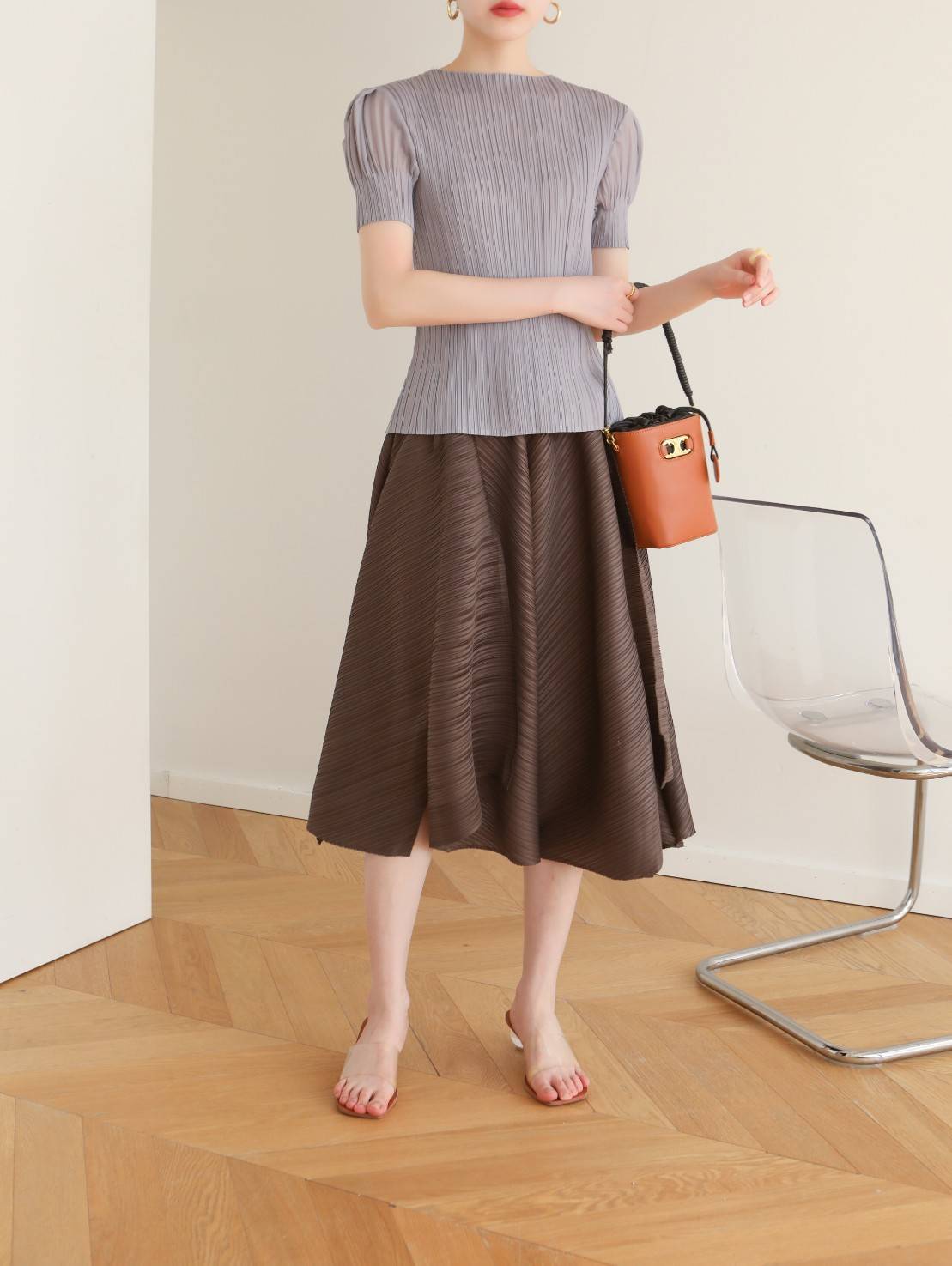 2MUAY รุ่น GJO2520/GJO2923 BALLOON TOP WITH FLARED PANT PLEATED SET เซ็ตพลีทคุณภาพ 8สี FREE SIZE