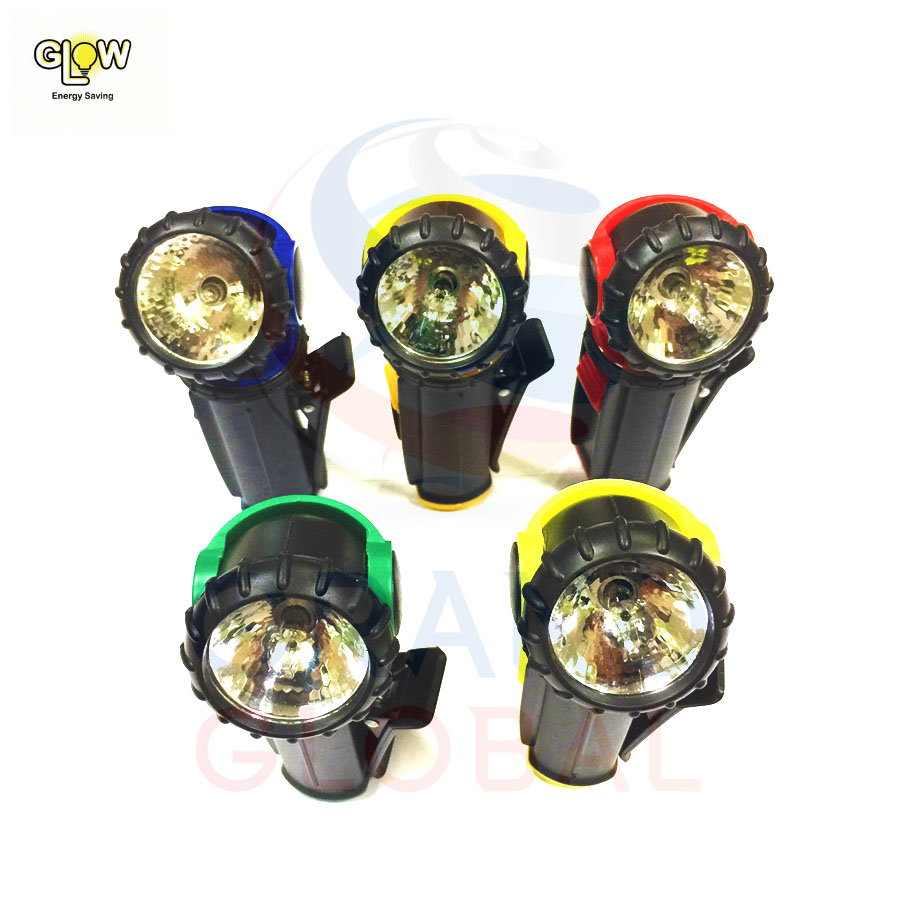 GLOW ไฟฉาย มินิ Swivel Head Mini Flashlight With Clip แบบใส่ถ่าน ตัวหนีบ หัวหมุน ปรับทิศทาง ไฟวอร์มไวท์ คละสี 1 ชิ้น