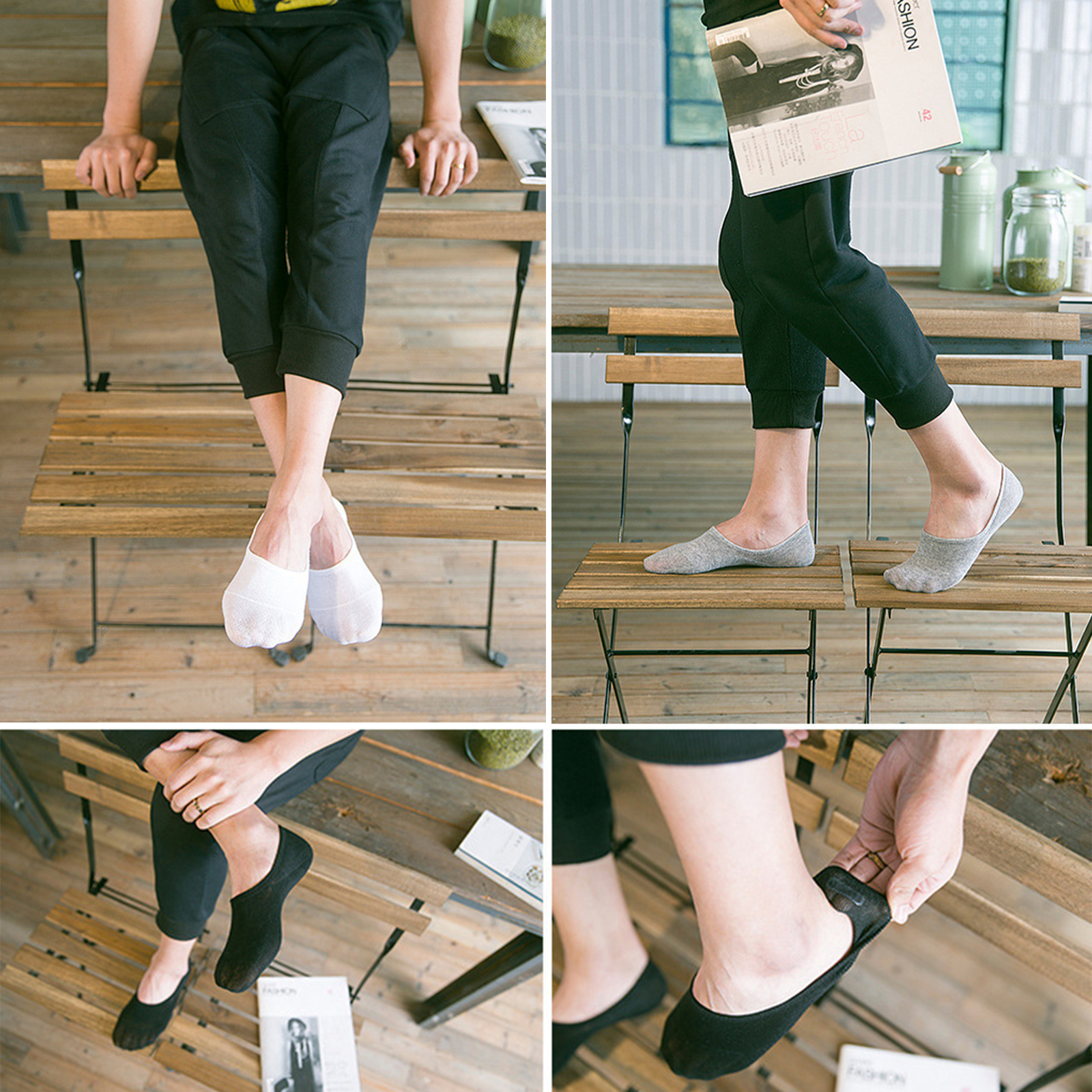 ถุงเท้าผู้ชาย ซ่อนขอบ FreeSize สีพื้น 1คู่(2ข้าง) มีซิลิโคนหลังเท้ากันหลุด ผ้าสแปนเด็กซ์ ใส่สบาย ไม่อับชื้น