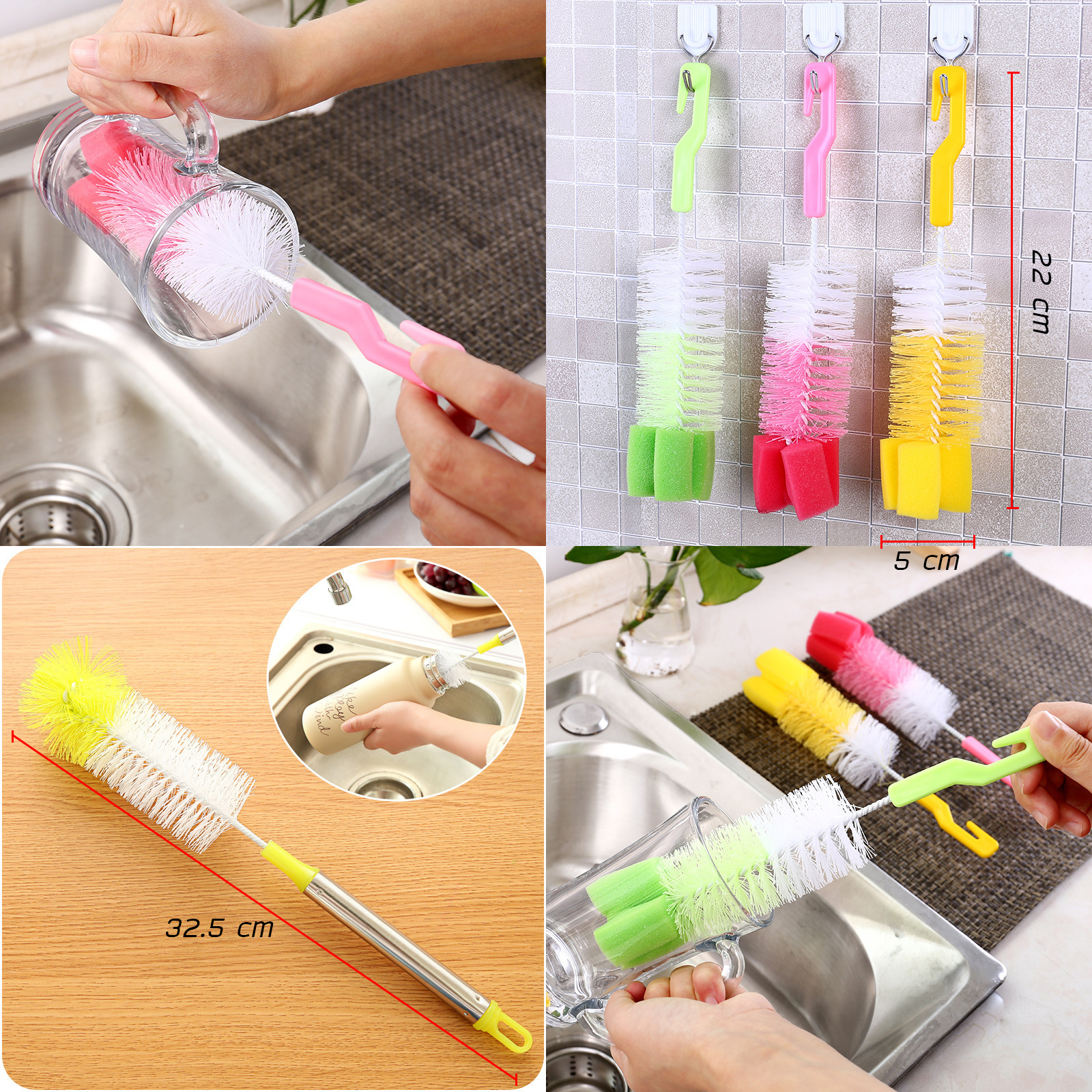 แปรงล้างแก้ว / แปรงล้างกระบอก มีหลายแบบ ขนแปรง ทำความสะอาด คราบสกปรก ได้สะอาดหมดจด ไม่ทำลายพื้นผิว ใช้งานง่าย สะดวก