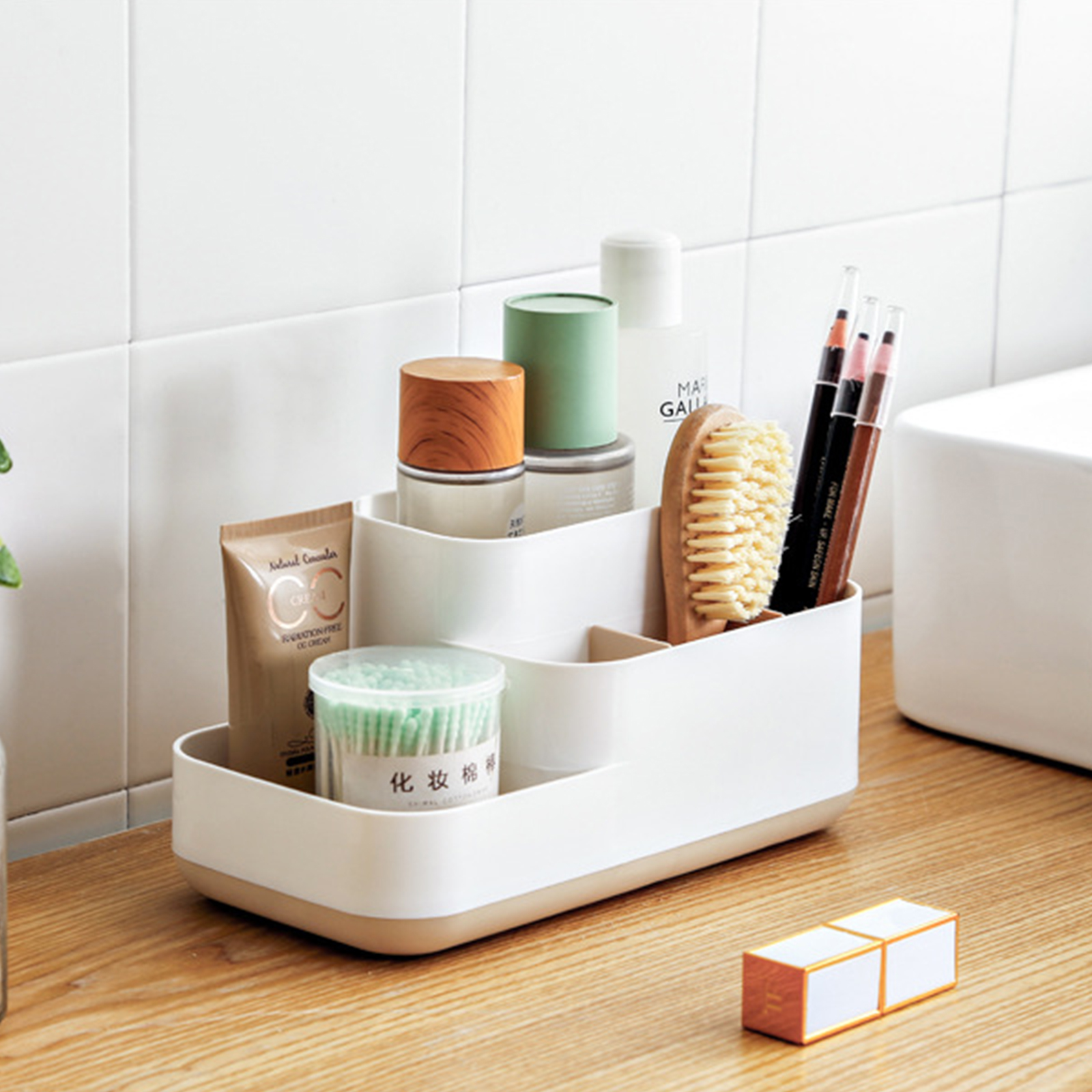 กล่องใส่ของ 4ช่อง/5ช่อง/6ช่อง/3-2ช่อง/ทรงดินสอ กล่องพลาสติก ใส่เครื่องสำอาง กล่องใส่ของในห้องน้ำ ใส่เครื่องเขียน