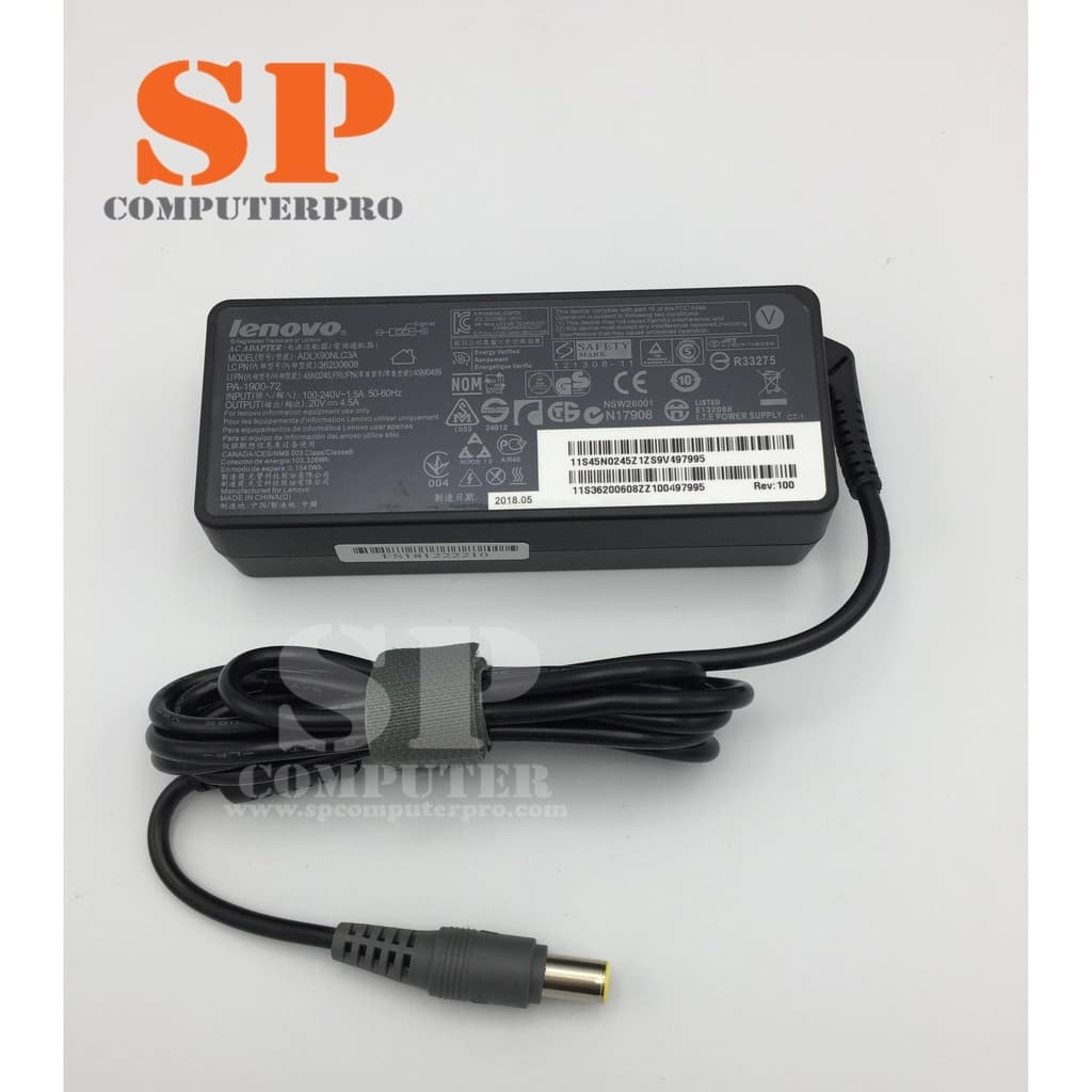 LENOVO ADAPTER อแดปเตอร์ของแท้ LENOVO Thinkpad 20V 4.5A หัว 7.9*5.5 (หัวเหลือง)