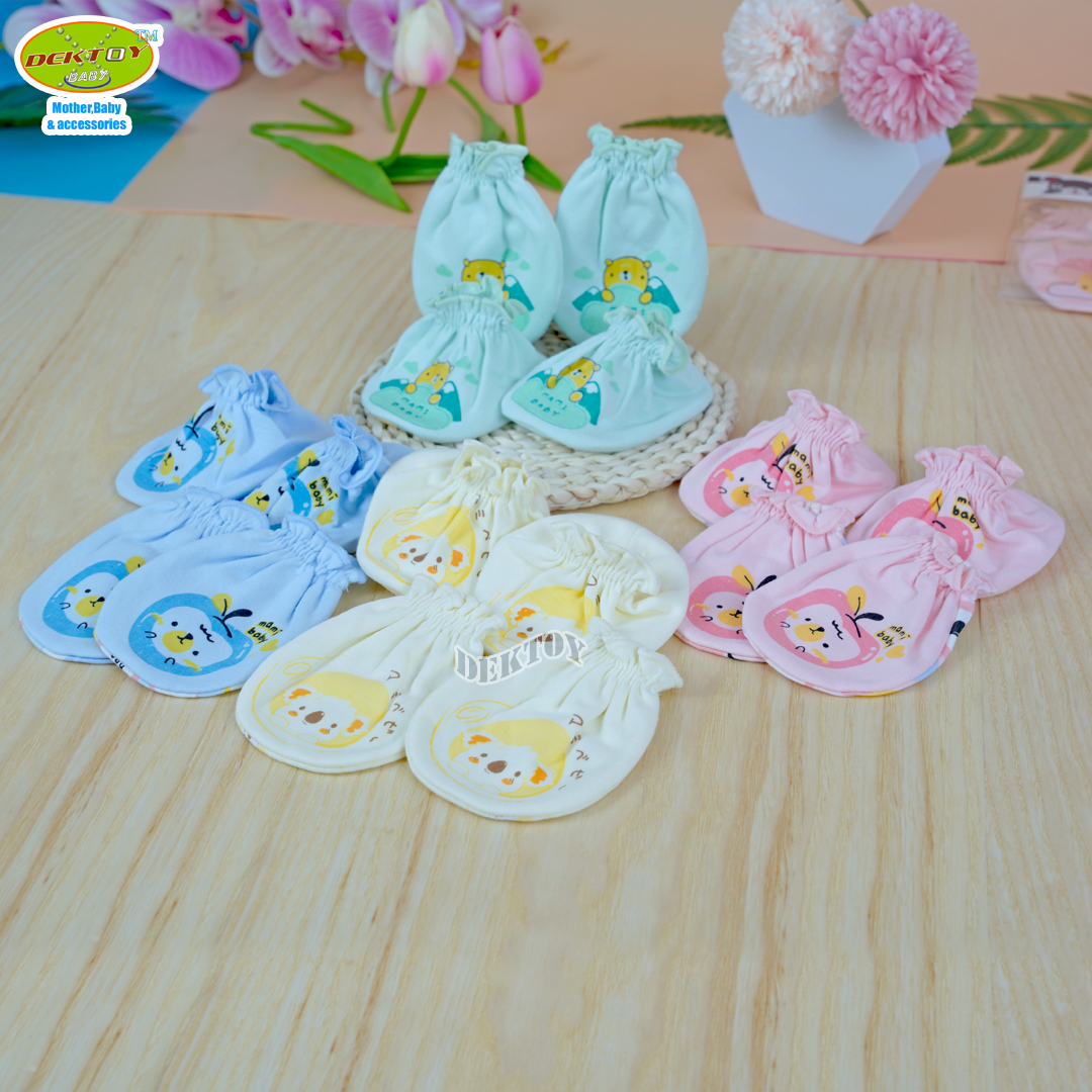 Mami baby ถุงมือ+ถุงเท้า เด็กแรกเกิด 1 คู่ สีพื้นพิมพ์ลาย