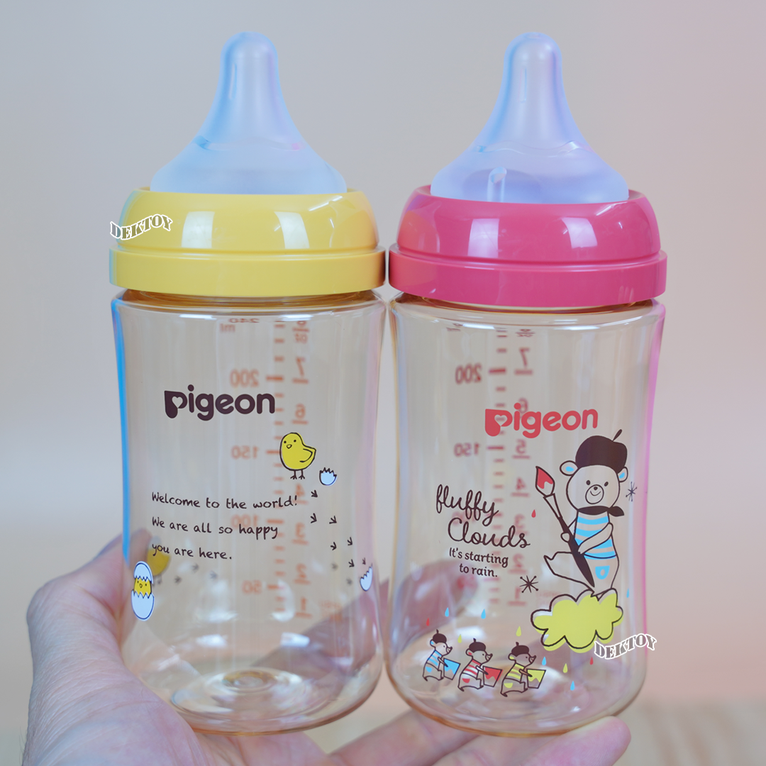 PIGEON Animal พีเจ้น ขวดนมพีเจ้นสีชา Limited PPSU 8 ออนซ์ 240 มล. คอกว้างแพ็ค3ขวด