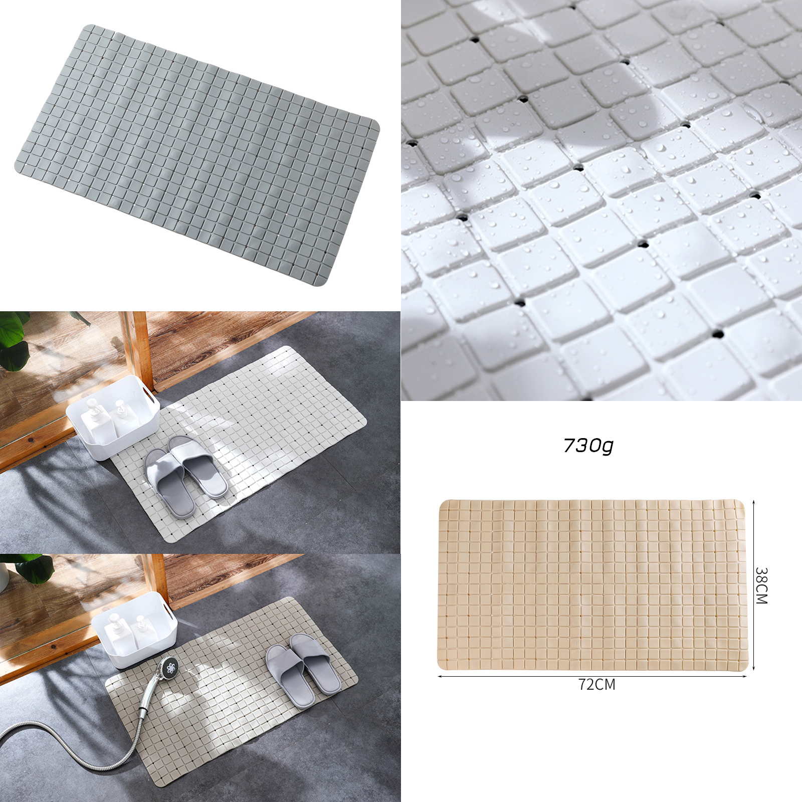 🔥Sale ลดราคา🔥 พรมอาบน้ำ กันลื่น มี2รุ่น เหลี่ยม-38x72cm / โค้ง-37x66cm ยาง PVC ทนทาน พรมห้องน้ำ ดีไซน์สวย