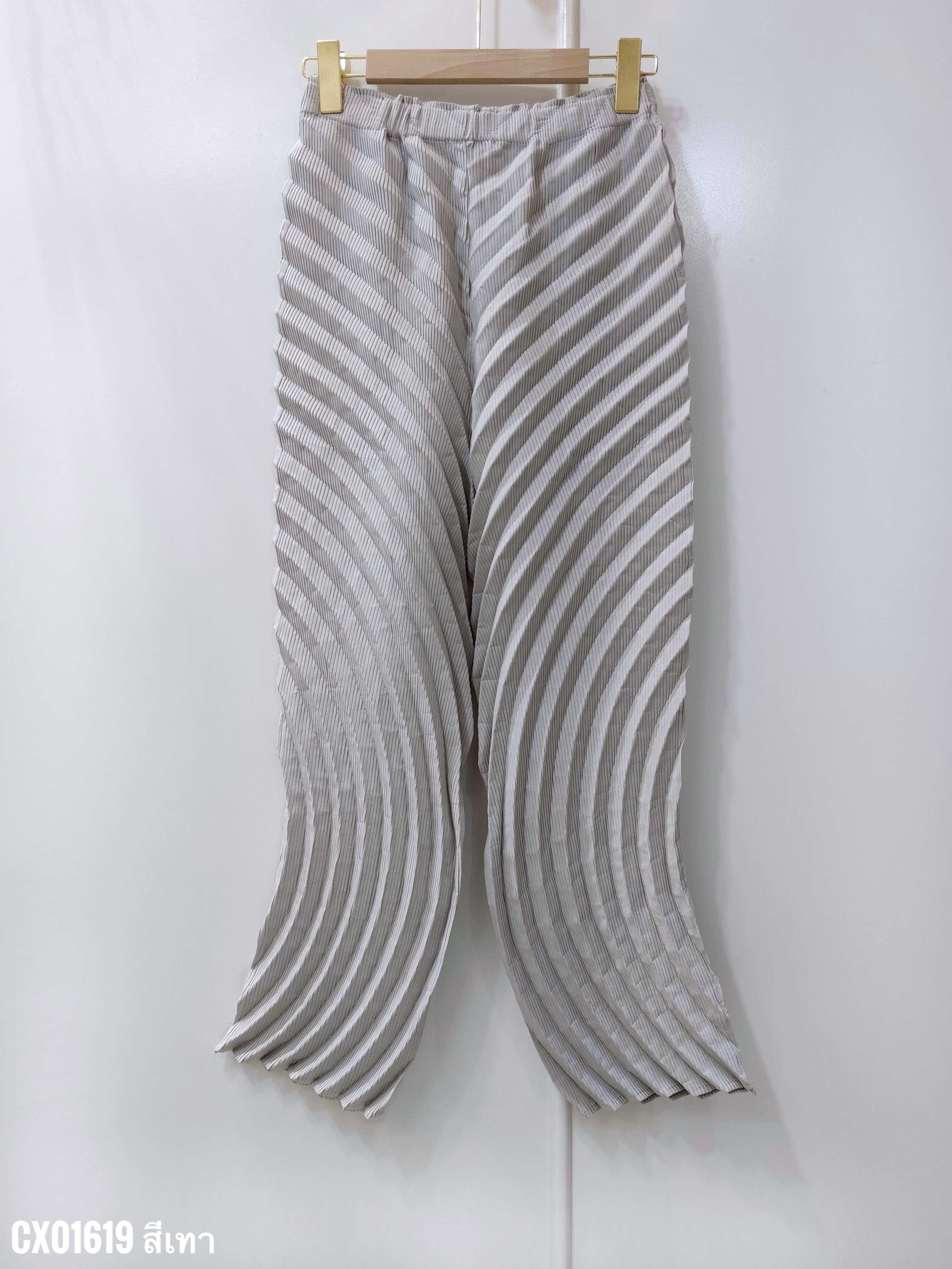 ปรับราคาลง20%!! ยาว 35.5นิ้ว 2MUAY รุ่น CX01619 กางเกงอัดพลีทคุณภาพ CIRCLE PLEATED PANTS 4 สี FREE SIZE