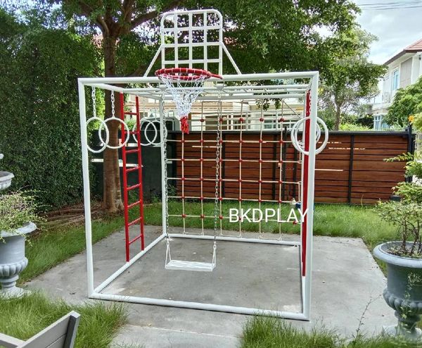 ลูกเต๋าปีนป่าย ชุดรวมปีนป่ายสี่เหลี่ยมA2 ปีนป่ายเชือก พร้อมบาร์โหน บาร์ไต่ ชิงช้า เครื่องเล่นสนามเหล็ก เครื่องเล่นสนามกลางแจ้ง OutdoorPlayground