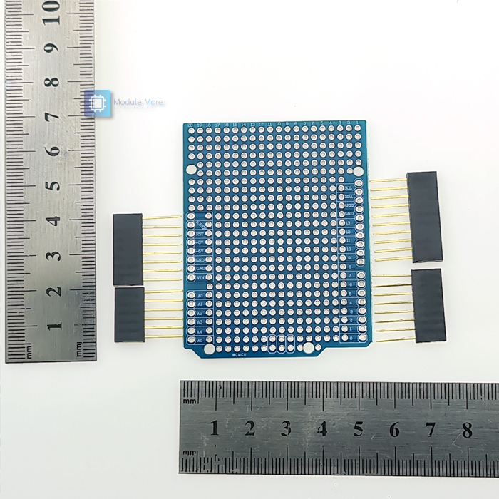 Shield อเนกประสงค์สำหรับ UNO R3 พร้อมก้างปลายาว Prototype PCB prototype expansion board blue experiment board with 4 long pin headers For UNO