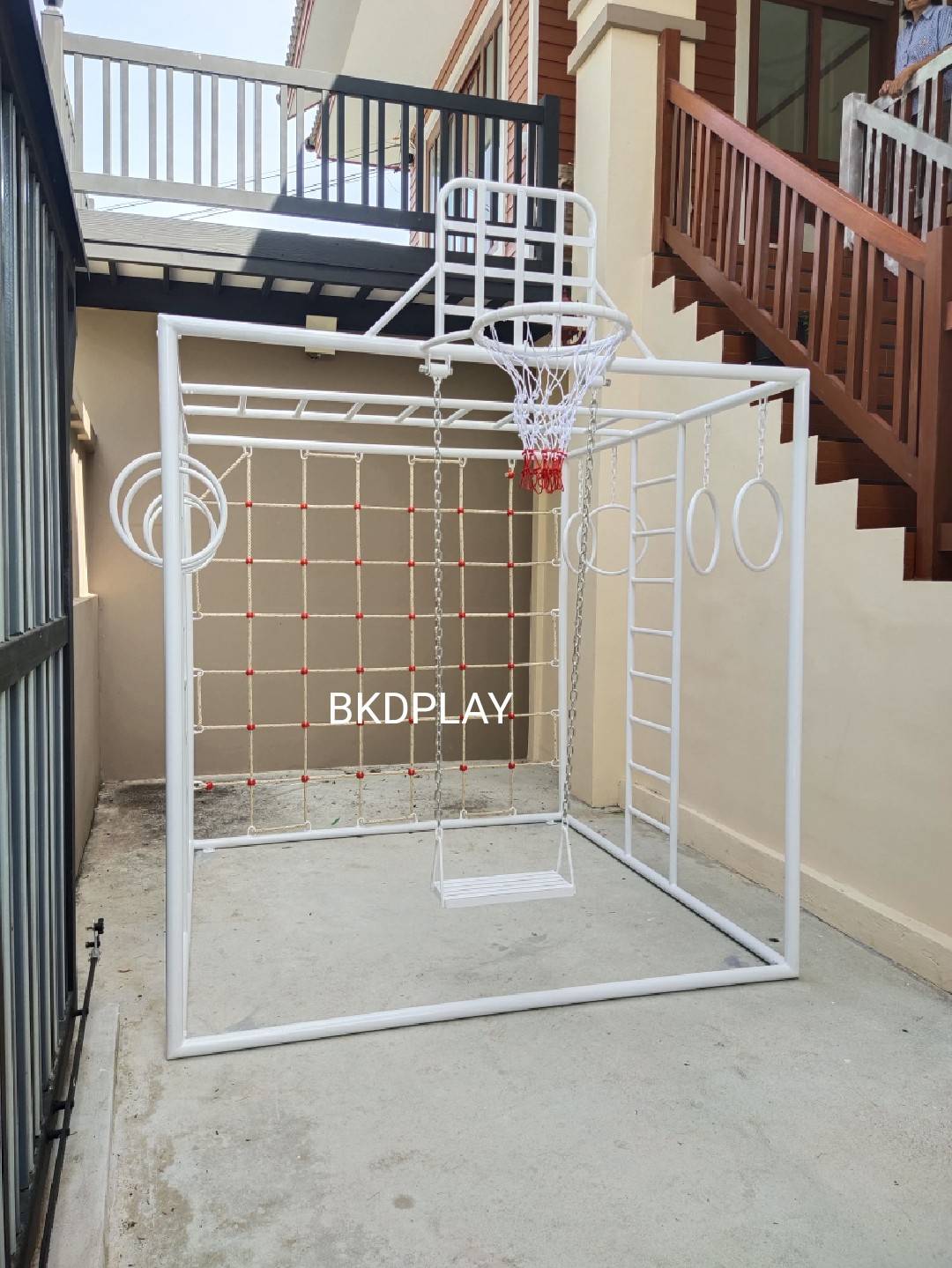 ลูกเต๋าปีนป่าย ชุดรวมปีนป่ายสี่เหลี่ยมA2 ปีนป่ายเชือก พร้อมบาร์โหน บาร์ไต่ ชิงช้า เครื่องเล่นสนามเหล็ก เครื่องเล่นสนามกลางแจ้ง OutdoorPlayground