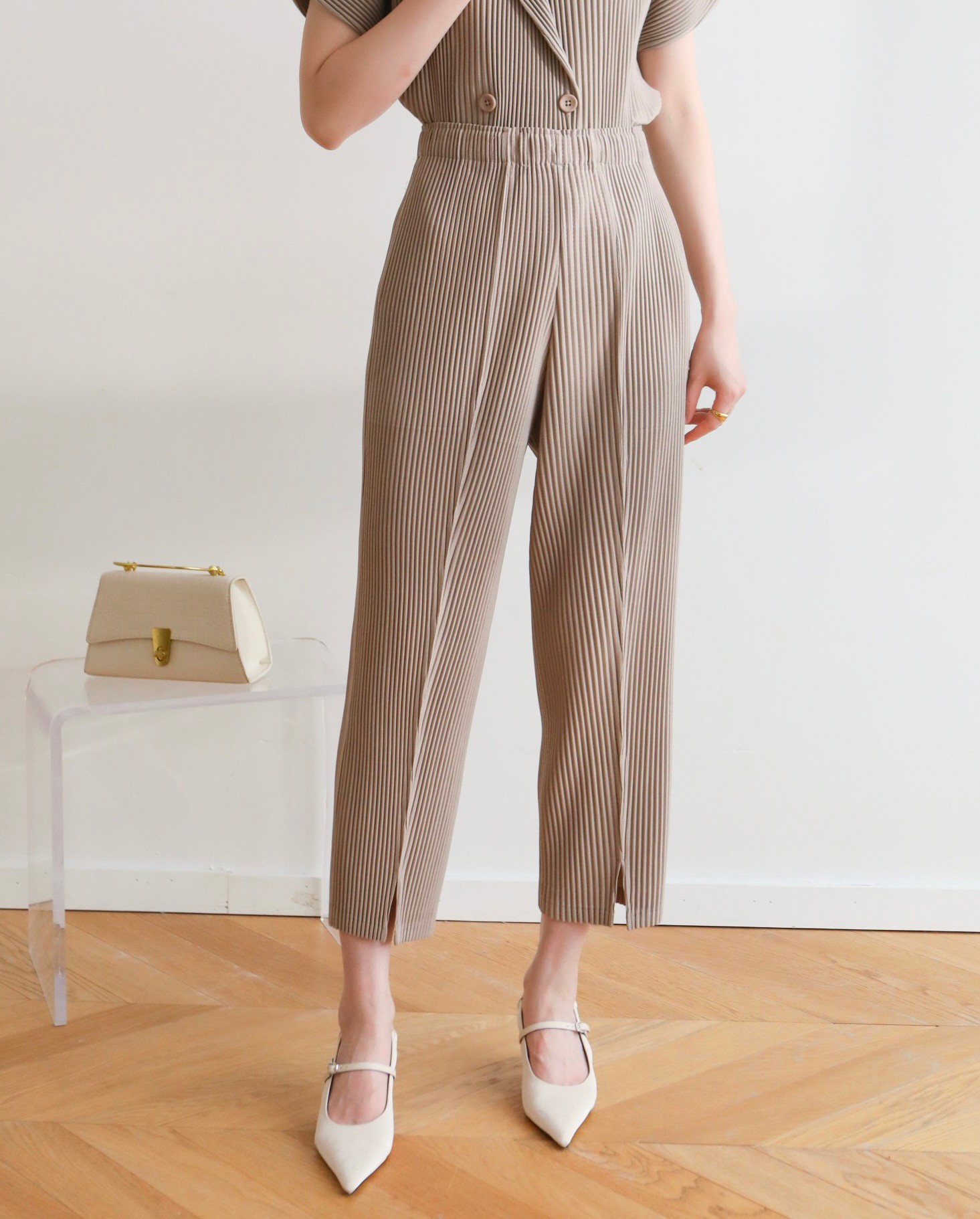 ยาว36,37นิ้ว!! 2MUAY รุ่น GJO8769 กางเกงผ้าหนาอัดพลีท THICK SLIM SPILT FRONT PLEATED PANTS 14 สี FREE SIZE