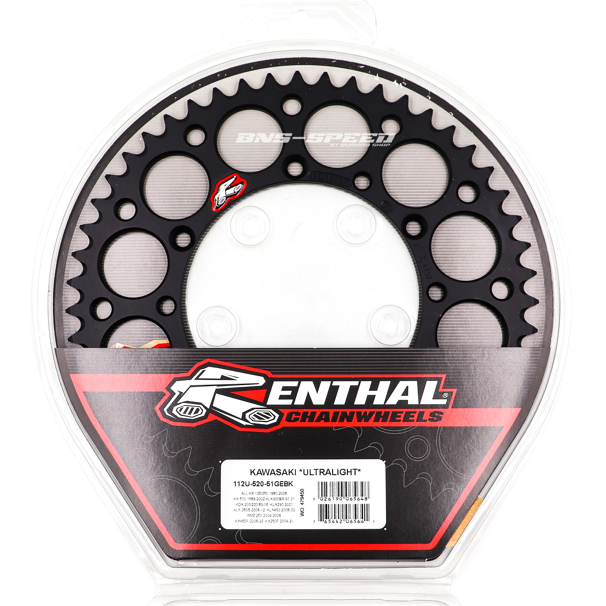 สเตอร์ Renthal Ultralight 520 Black - 51T Kawasaki KX/KXF/KLX All