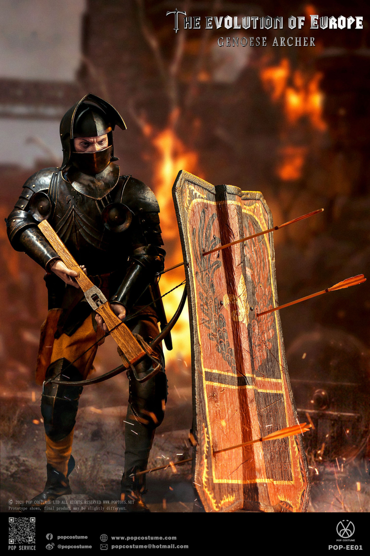 [สั่งจอง]POP COSTUME EE01 1/6 : The Evolution of Europe - Battle of Crécy 1346 French mercenaries-- Genoese crossbowmen Captain