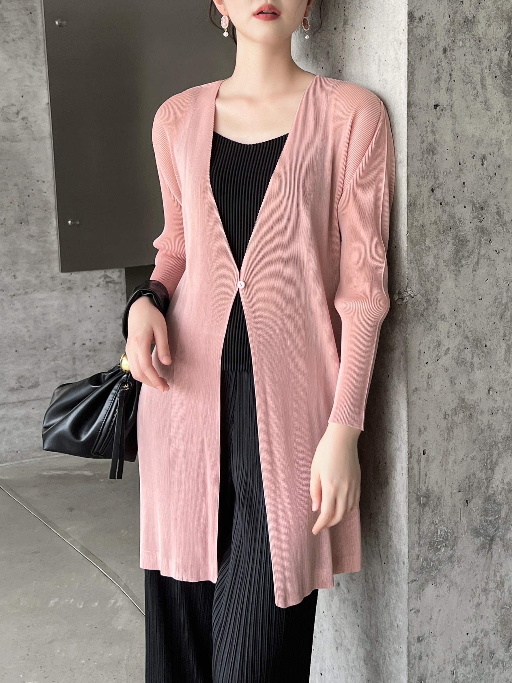 2MUAY รุ่น GJO1735 เสื้อคลุมพลีทคุณภาพ V NECK LONG PLEATED CARDIGAN 11สี FREE SIZE