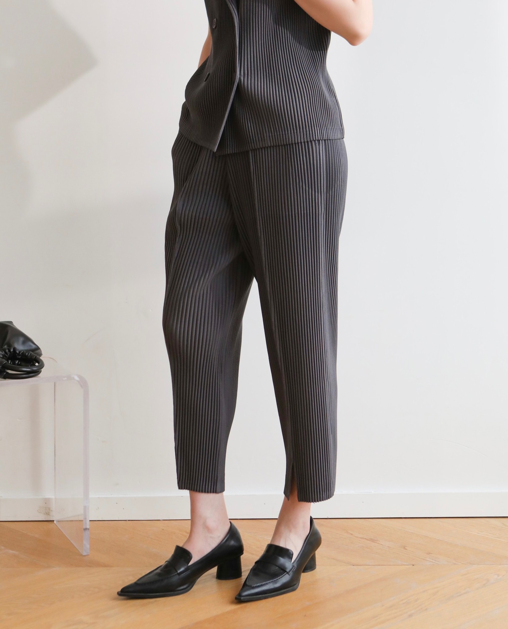 ยาว36,37นิ้ว!! 2MUAY รุ่น GJO8769 กางเกงผ้าหนาอัดพลีท THICK SLIM SPILT FRONT PLEATED PANTS 14 สี FREE SIZE