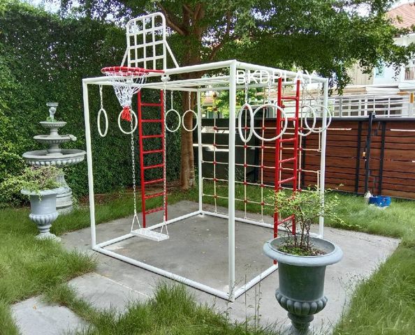 ลูกเต๋าปีนป่าย ชุดรวมปีนป่ายสี่เหลี่ยมA2 ปีนป่ายเชือก พร้อมบาร์โหน บาร์ไต่ ชิงช้า เครื่องเล่นสนามเหล็ก เครื่องเล่นสนามกลางแจ้ง OutdoorPlayground