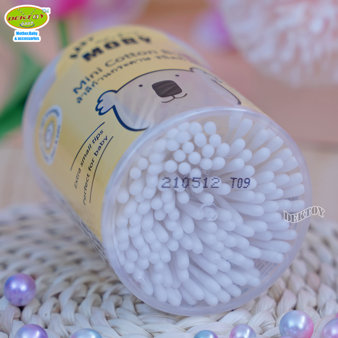 Baby moby เบบี้โมบี้ สำลีก้านจิ๋ว คอตตอนบัตก้านกระดาษหัวเล็ก 150 ก้าน