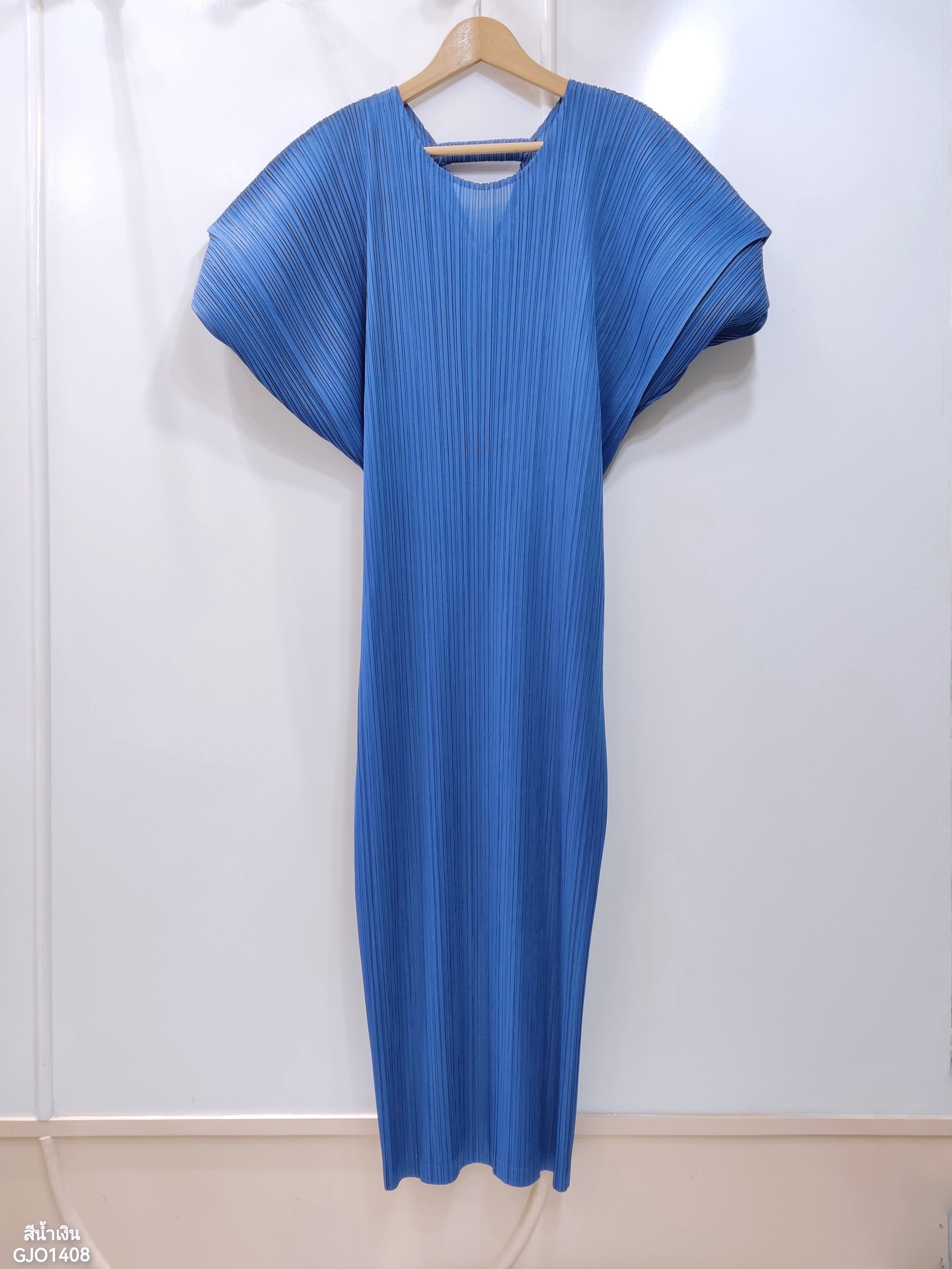 2MUAY รุ่น GJO1408 เดรสพลีทคุณภาพ SHORT SLEEVE V NECK PLEATED DRESS 10 สี FREE SIZE