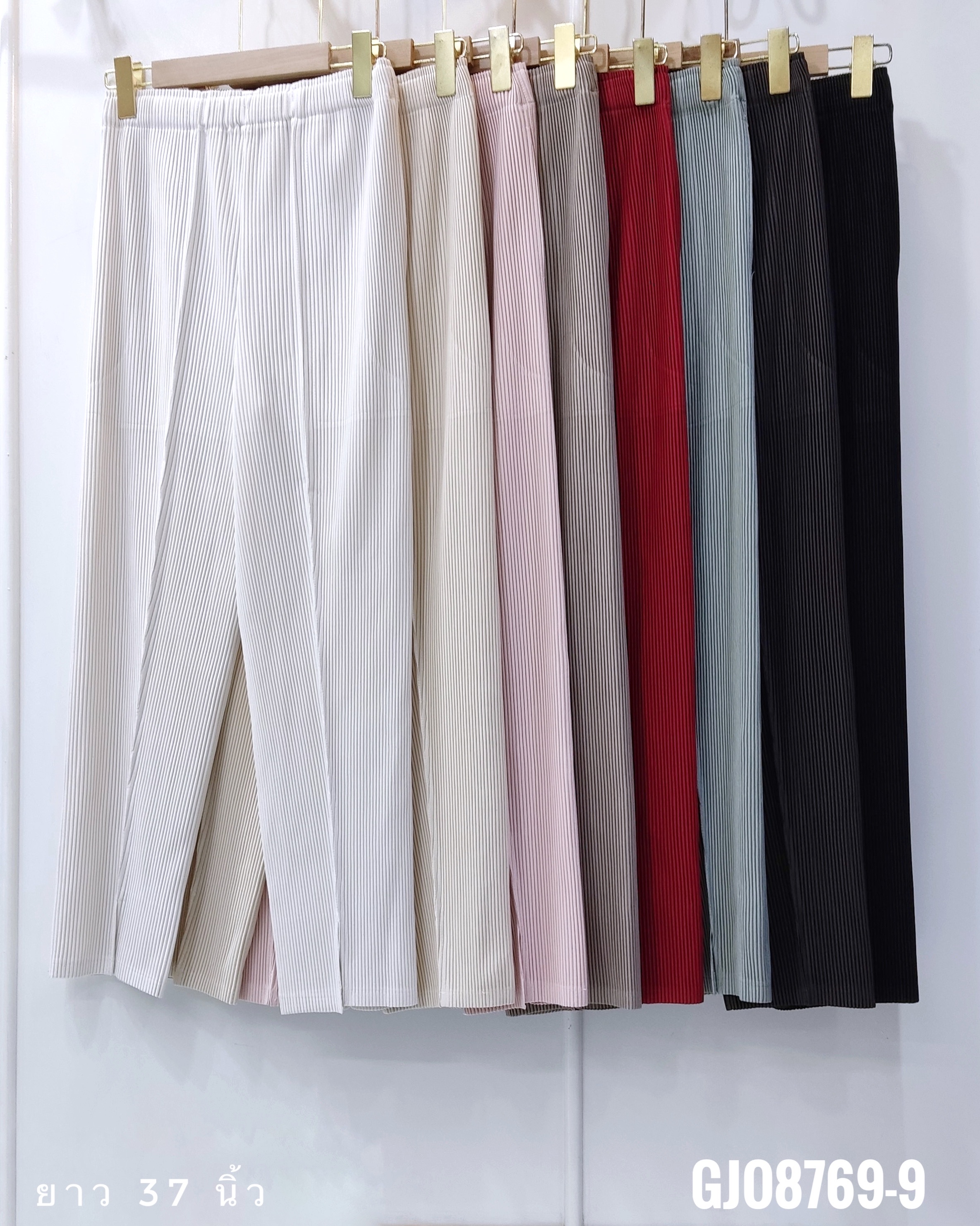 ยาว36,37นิ้ว!! 2MUAY รุ่น GJO8769 กางเกงผ้าหนาอัดพลีท THICK SLIM SPILT FRONT PLEATED PANTS 14 สี FREE SIZE