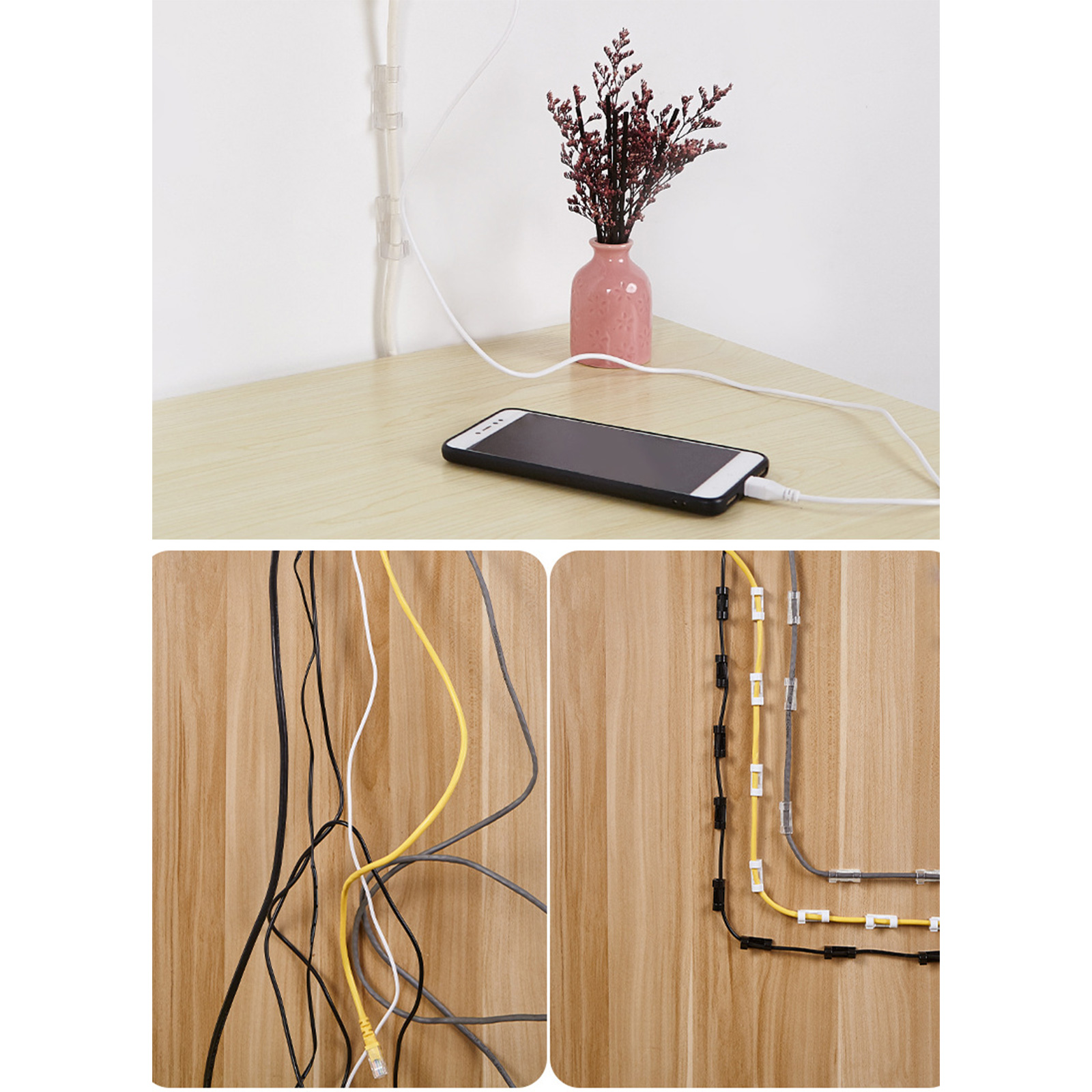 คลิปล็อคสายไฟ ติดผนัง คลิบจัดระเบียบสายไฟ ขนาดเล็ก 1แพ็ค/20ชิ้น ขนาดใหญ่ 1แพ็ค/16ชิ้น