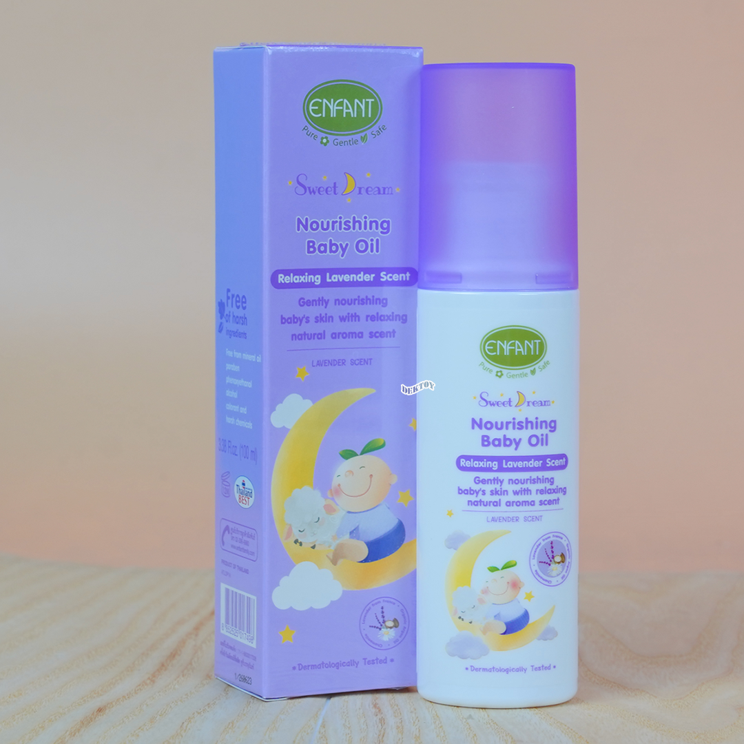 Enfant อองฟองต์ เบบี้ออยล์ สีม่วง Sweet Dream Enfant อองฟองต์ สวีท ดรีม เนอริชชิ่ง เบบี้ ออยล์ ปริมาณ 100 มล.