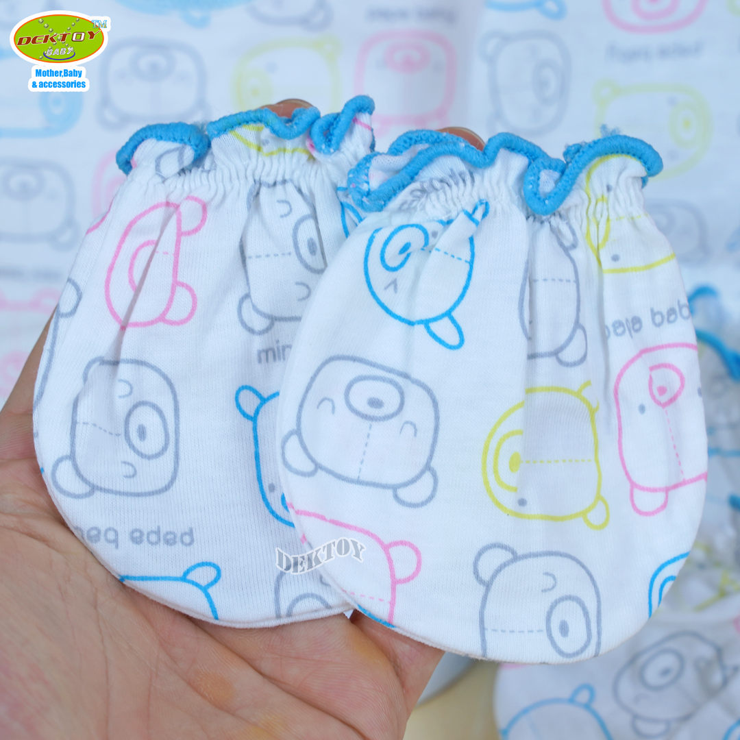 Papa ปาป้าเซ็ท4ชิ้น ถุงมือ+ถุงเท้า+หมวก+ผ้ากันเปื้อน เด็กแรกเกิด โทนเด็กชาย