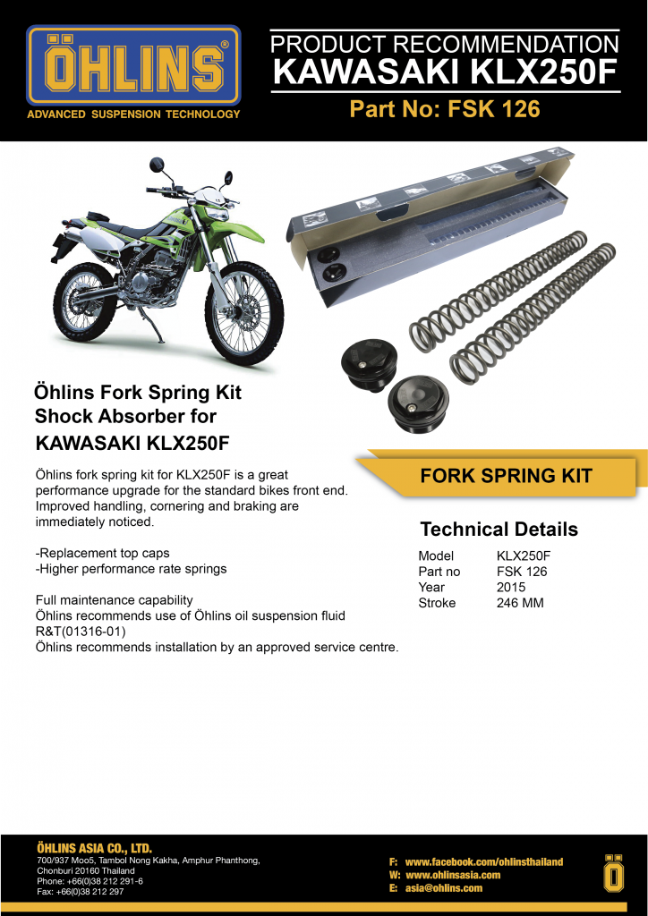 สปริงโช๊คหน้า Ohlins FSK126 สำหรับ KLX250