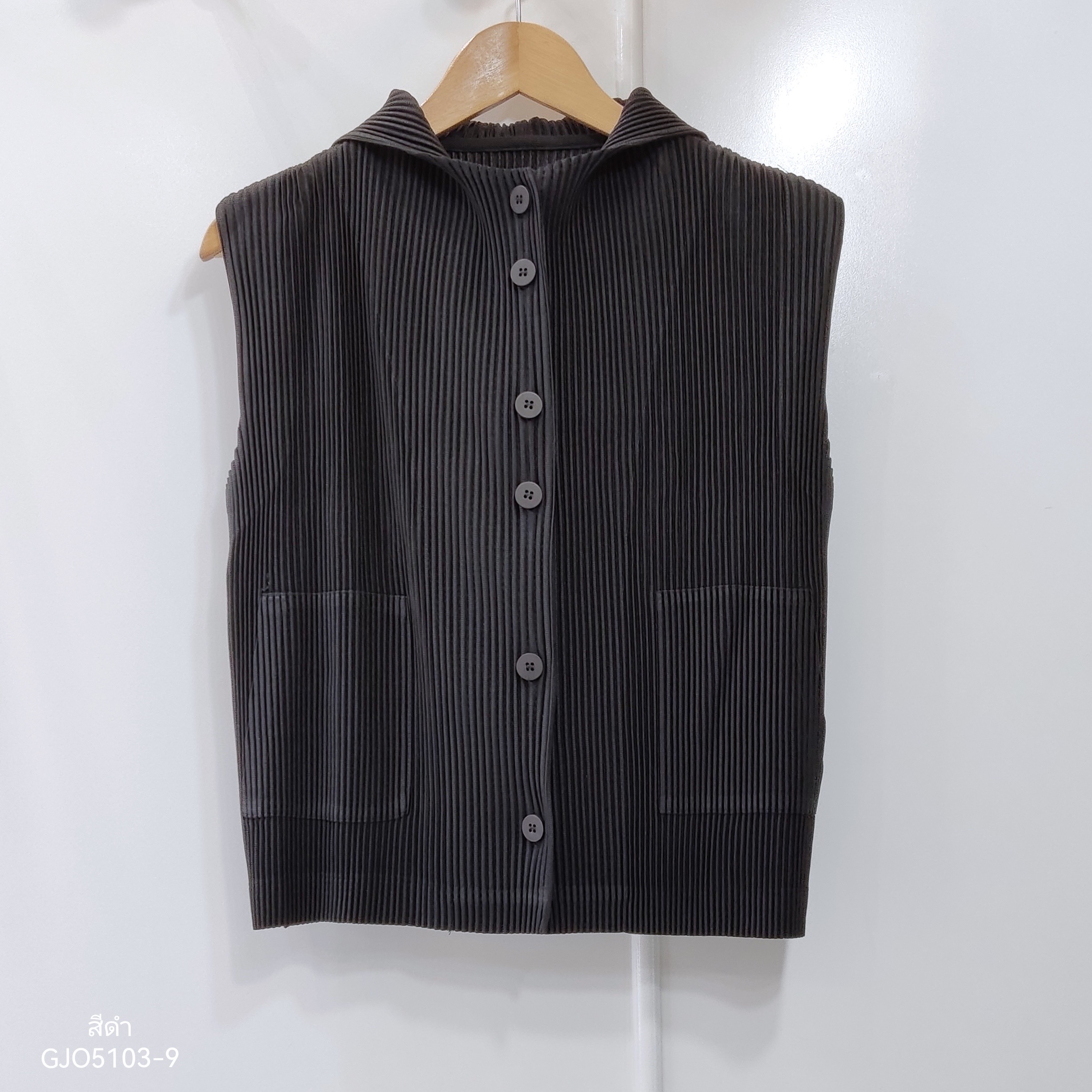 2MUAY รุ่น GJO5103-9 เสื้อพลีทคุณภาพ THICK SLEEVELESS HOODED PLEATED TOP 8 สี FREE SIZE