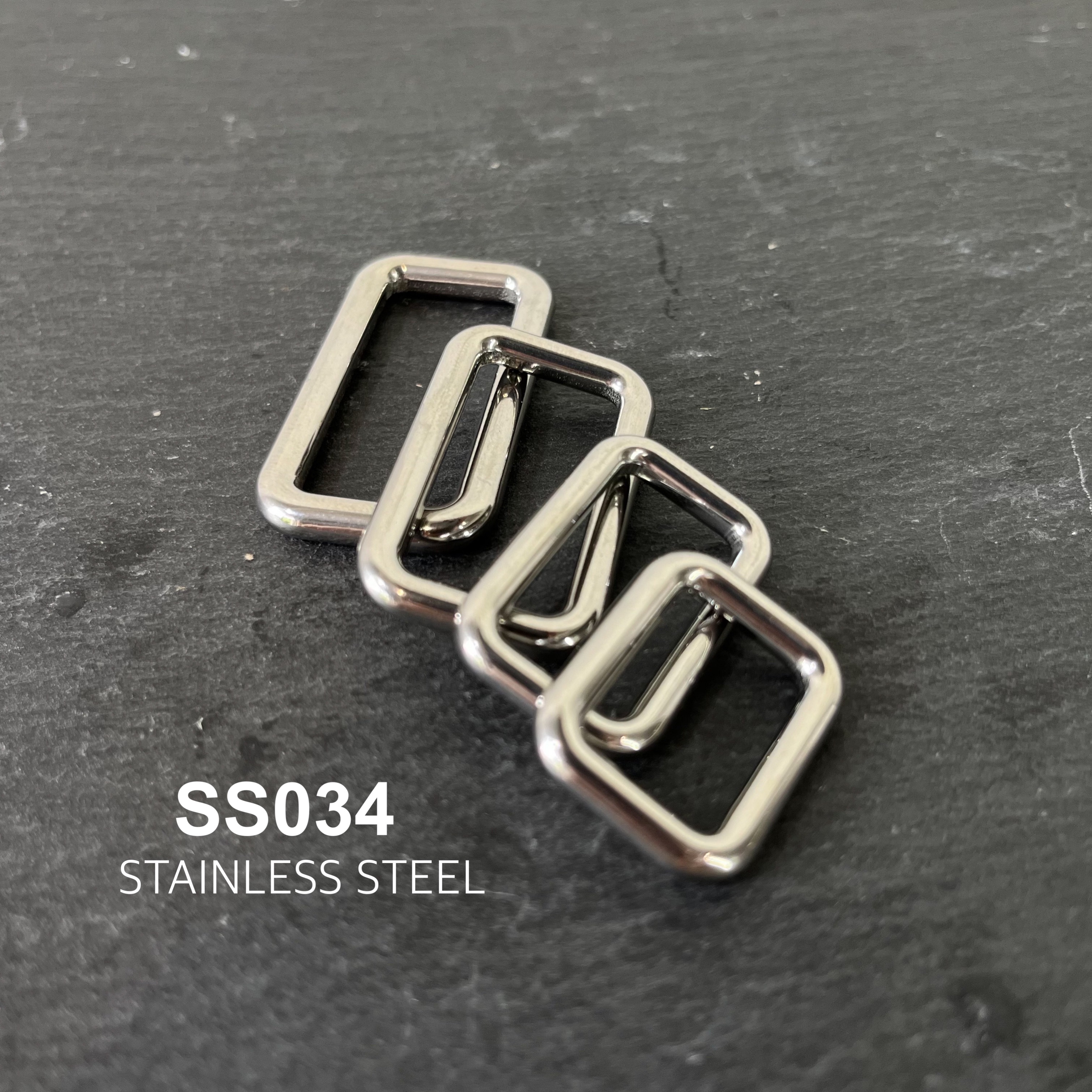SS034 JAPAN ห่วงสี่เหลี่ยมเนื้อ สเตนเลส ไม่มีรอยต่อ อะไหล่ทองเหลืองแท้ อุปกรณ์งานหนัง **ราคาต่อชิ้น**