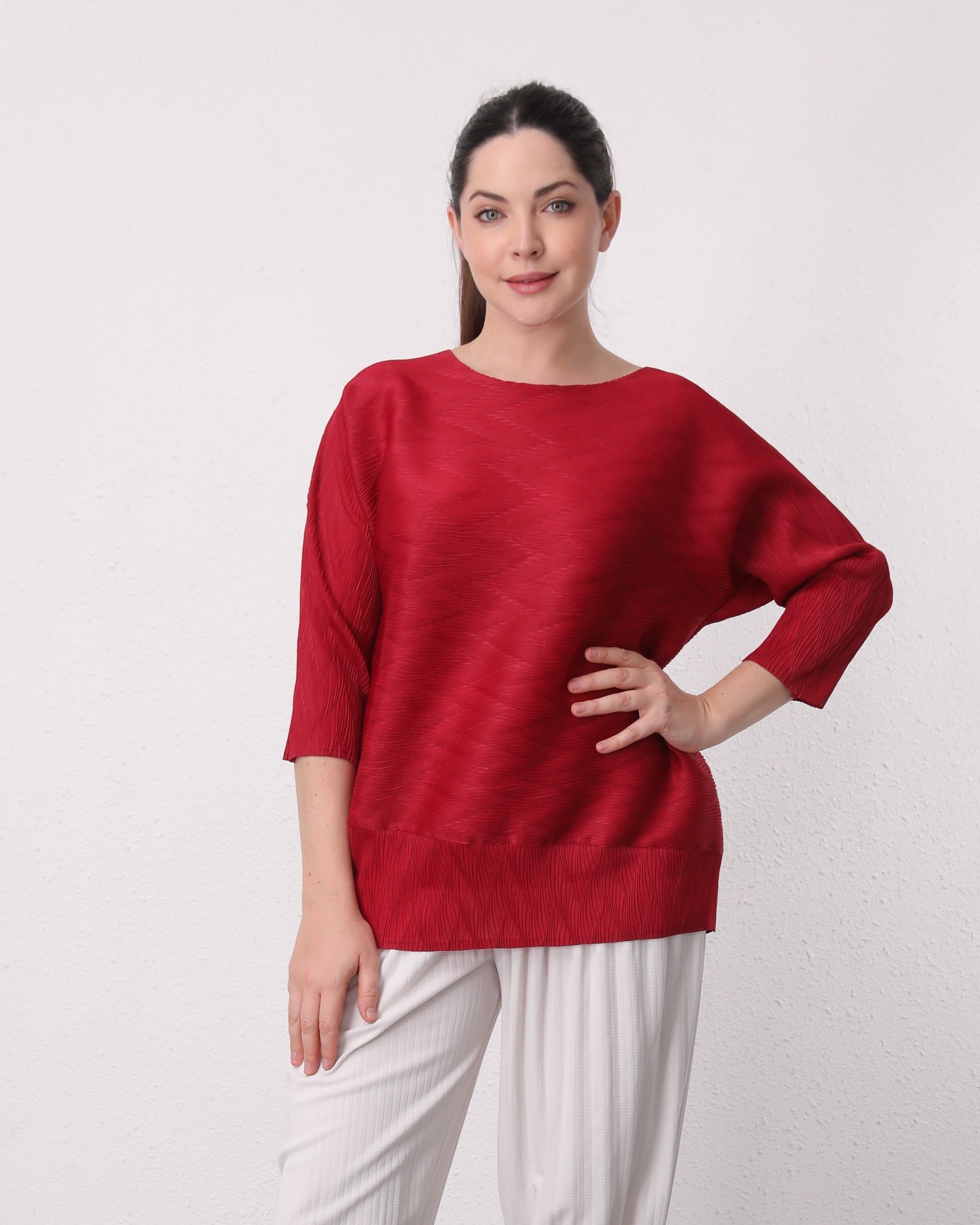 อกถึง44ยาว23นิ้ว 2MUAY รุ่น GA67807 เสื้ออัดพลีท LONG SLEEVE PLEATED TOP 8 สี FREE SIZE