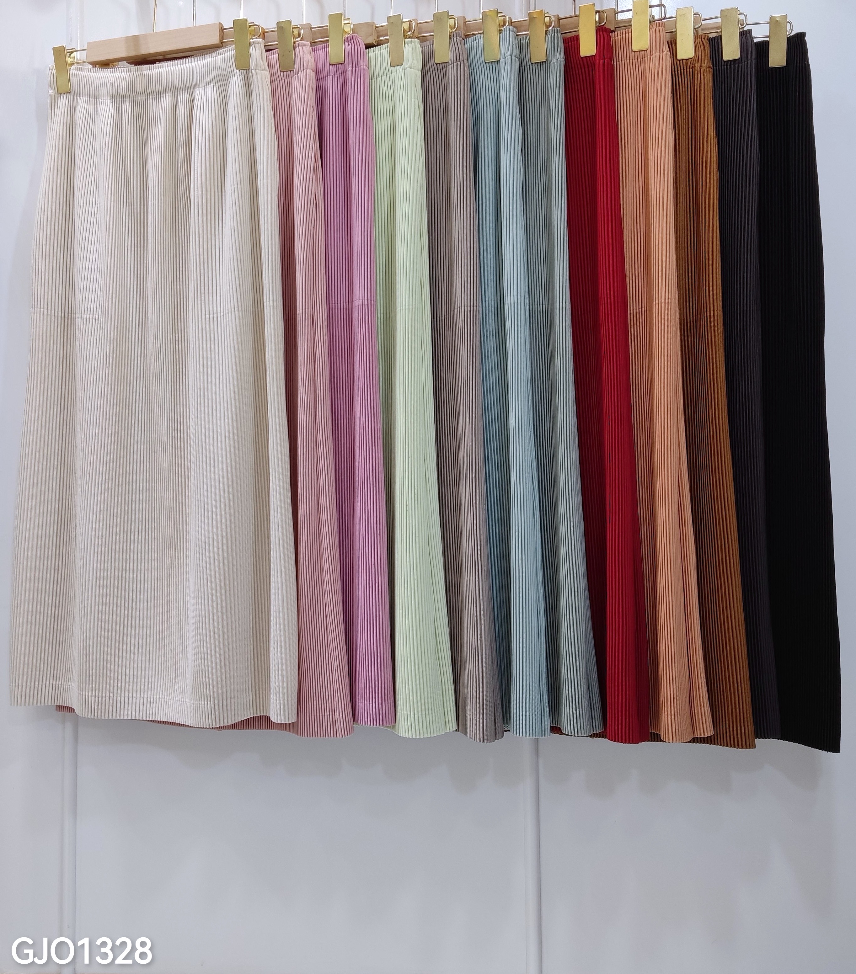ยาว 33นิ้ว! 2MUAY รุ่น GJO1328 กระโปรงพลีทคุณภาพ THICK STRAIGHT PLEATED SKIRT 12 สี FREE SIZE