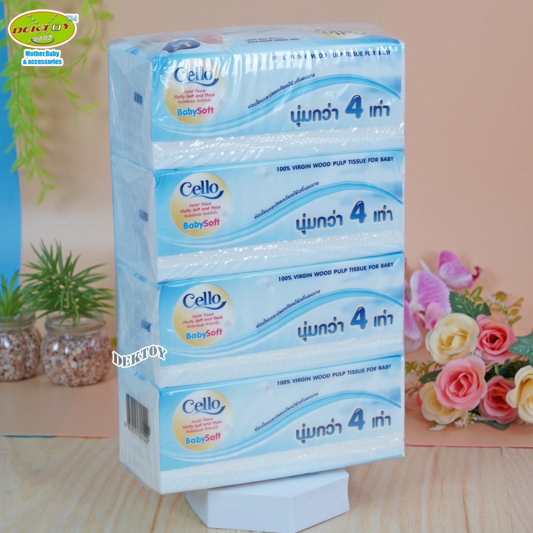 Cello เซลโล่ babysoft กระดาษชำระ ทิชชู่หนา4ชั้น 130 แผ่น 4 ห่อ