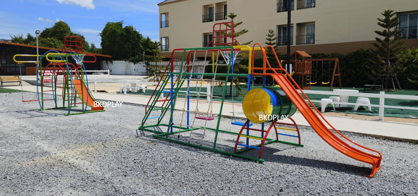 ชุดรวม E เชือกถักใหญ่ ประกอบด้วยสไลเดอร์ชิงช้าปีนป่ายแป้นบาสและถังลอดถ้ำ กระดานลื่นเหล็ก เครื่องเล่นสนามกลางแจ้ง เครื่องเล่นสนามเหล็ก OutdoorPlayground,ผลิตเครื่องเล่นสนาม,เครื่องเล่นในสนามเด็กเล่น,เครื่องเล่นงบสพฐ.,ประชารัฐ, ราคาโรงงาน