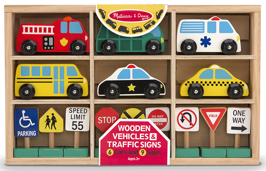 ชุดรถไม้ รุ่นรถในเมือง ส่งเสริมพัฒนาการด้านความคิดสร้างสรรค์ Wooden Vehicles & Traffic Signs Melissa&Doug, ของเล่นเสริมพัฒนาการ, ของเล่น