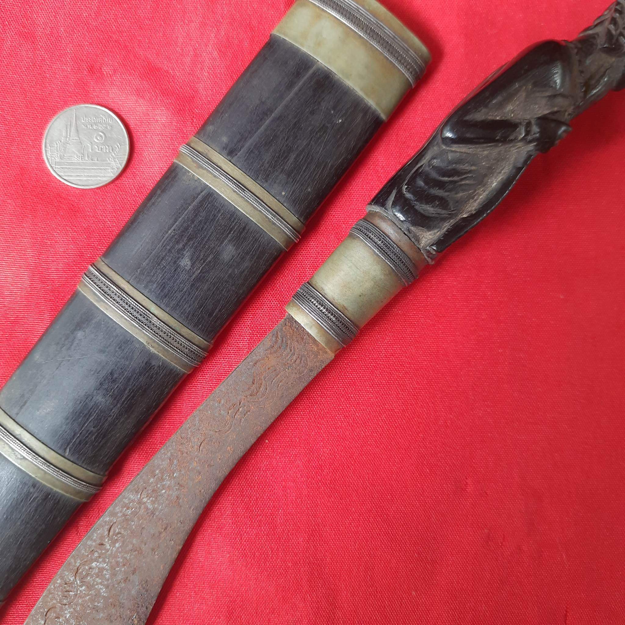 โปรไฟลุก🔥 โปรไฟลุก🔥 มีดหมอ ด้ามไม้ พญางิ้วดำ แกะสลัก พ่อแก่