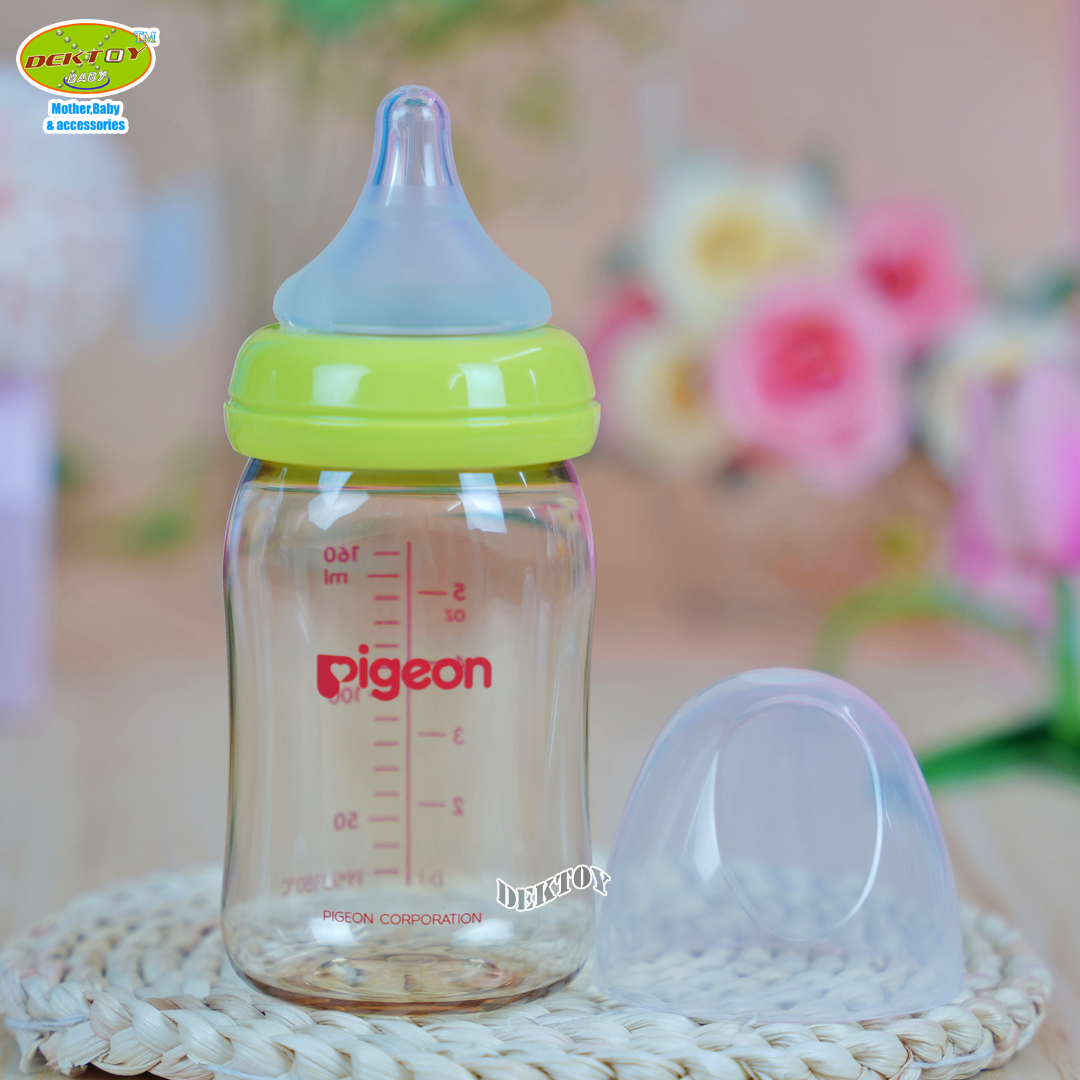 PIGEON พีเจ้น ขวดนมพีเจ้นสีชา PPSU 5 ออนซ์ 160 มล. คอกว้าง เขียว