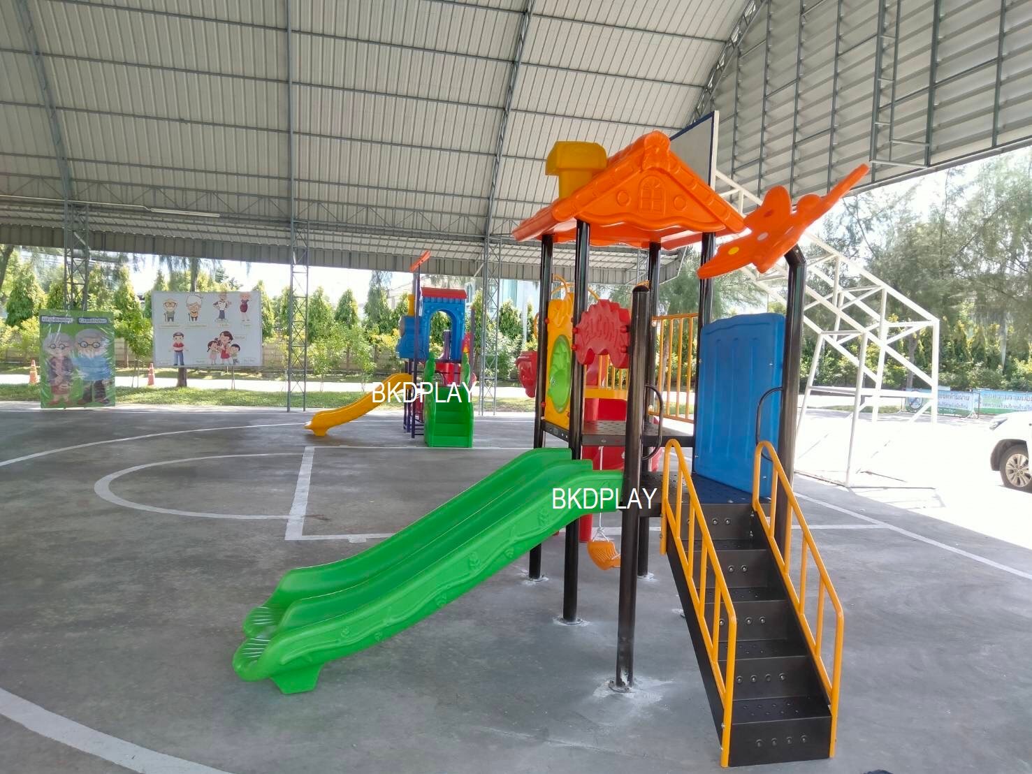 เครื่องเล่นสนาม ชุด บ้านบ้านน้อยสามสไลด์เดอร์, สนามเด็กเล่น, ของเล่นเสริมพัฒนาการ, ราคาโรงงาน, พร้อมส่ง ทำงบประมาณ70,000 บาท