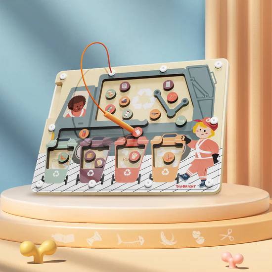 เกมกระดานแม่เหล็กแยกขยะ,ของเล่นจำลอง,เขาวงกต เกมส์ไม้, ของเล่นเสริมพัฒนาการ, ของเล่น,แถบแม่เหล็ก สินค้าพร้อมส่ง