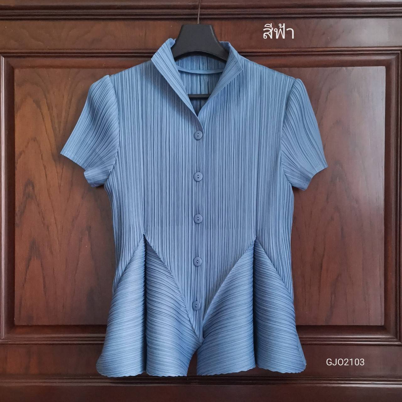 2MUAY รุ่น GJO2103 เสื้ออัดพลีทคุณภาพ SHORT SLEEVE VOLUMN PLEATED TOP 12สี FREE SIZE